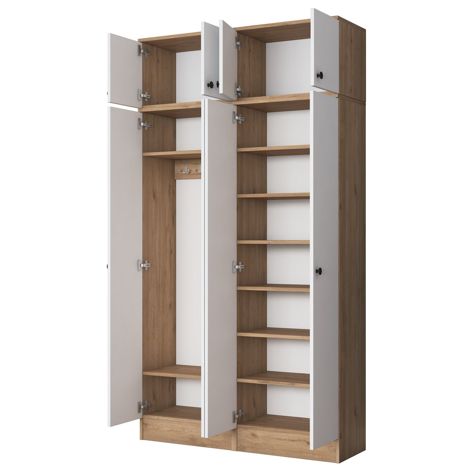 Cabideiro em aglomerado – 119,6 cm x 226,4 cm x 37,5 cm – Nogueira e Branco