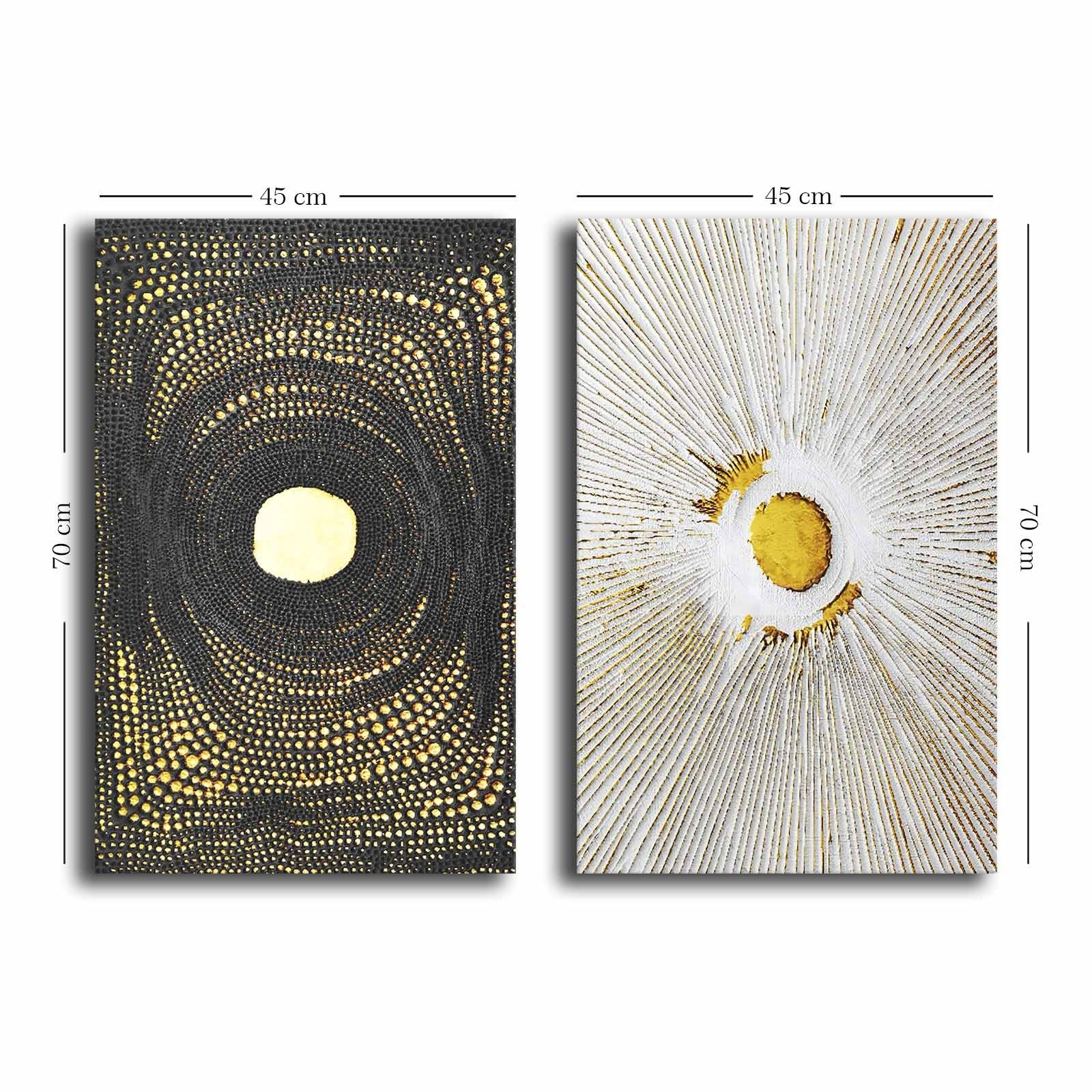 Conjunto de 2 Quadros Decorativos em Tela - Multicolor 45x70cm com Moldura em Pinho