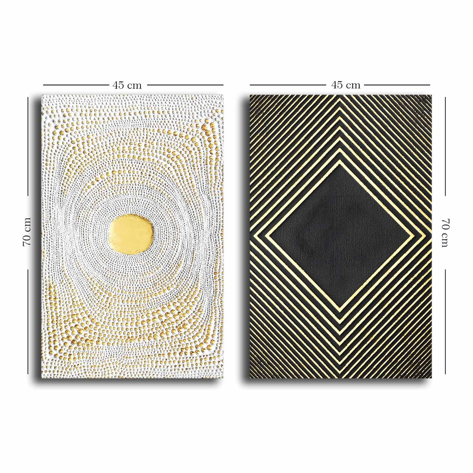 Conjunto de 2 Quadros Decorativos em Tela - Multicolor 45x70cm com Moldura em Pinho