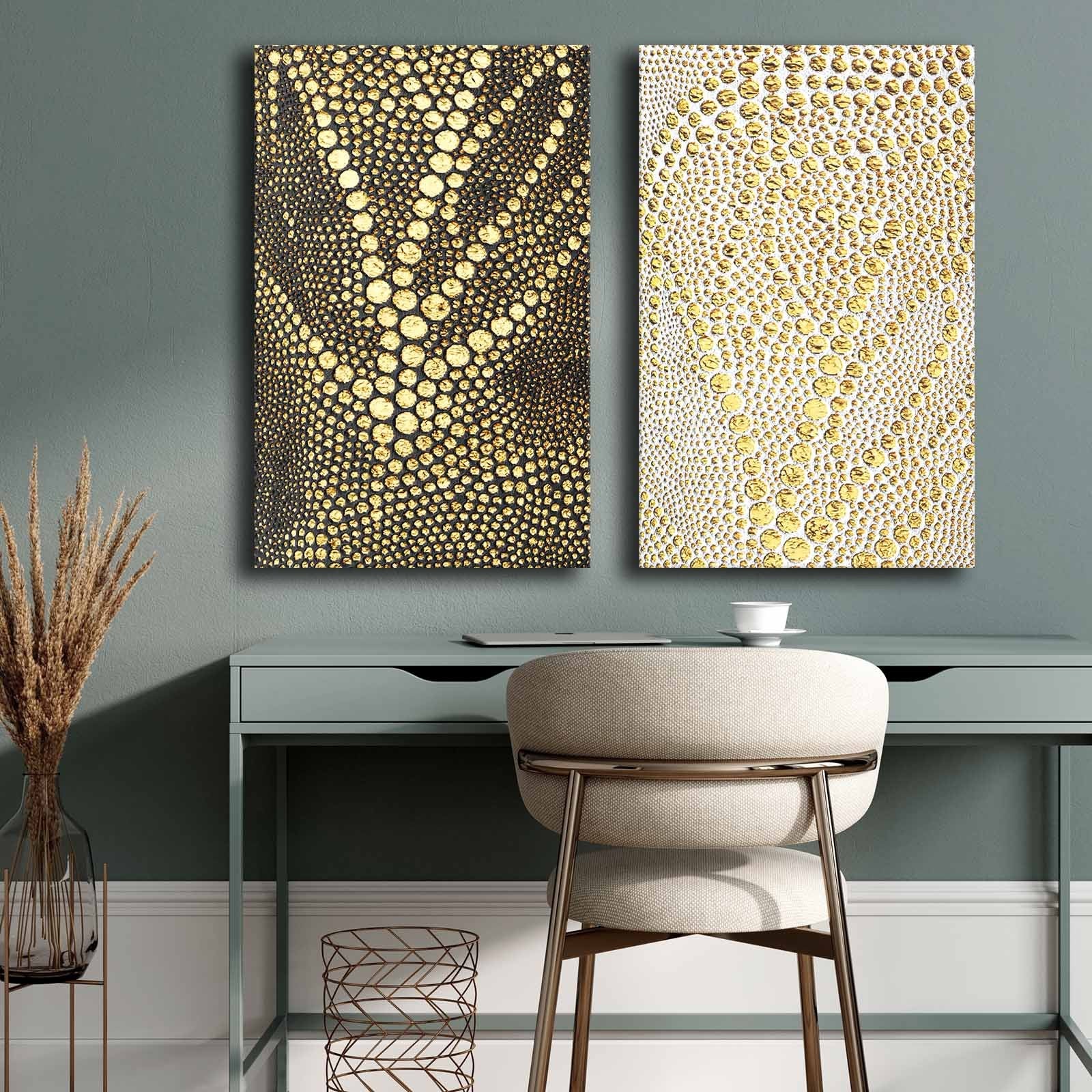 Conjunto de 2 Quadros Decorativos em Tela - Multicolor 45x70cm com Moldura em Pinho