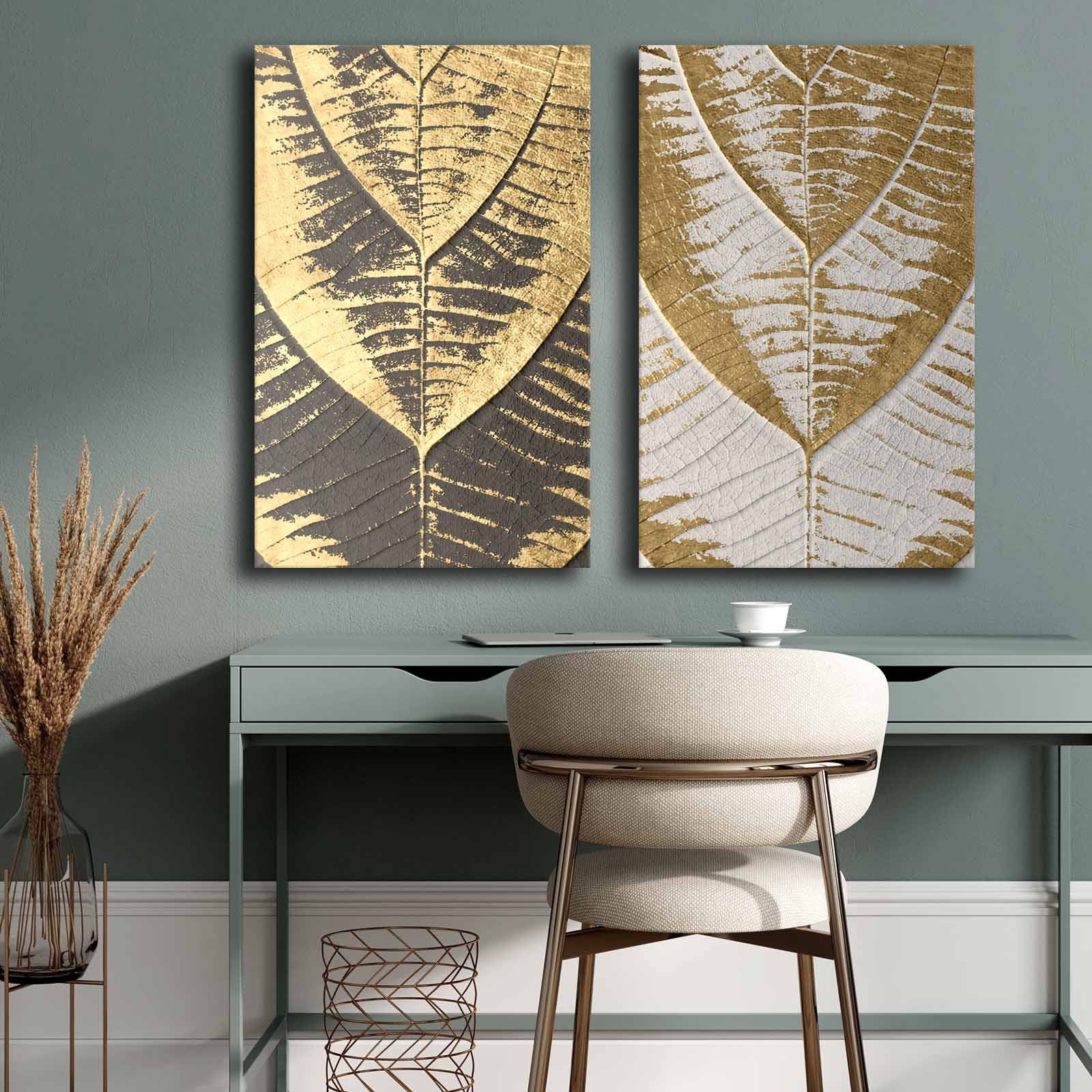 Conjunto de 2 Quadros Decorativos em Tela - Multicolor 45x70cm com Moldura em Pinho