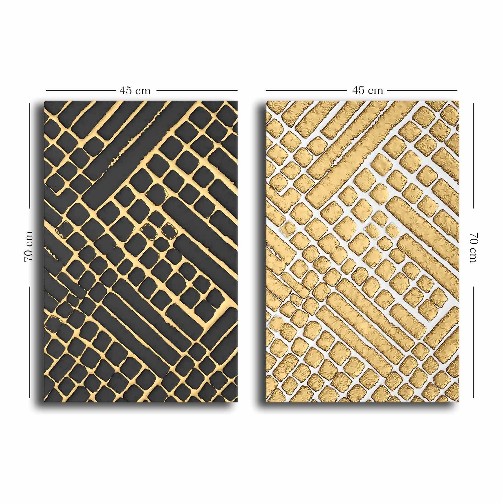 Conjunto de 2 Quadros Decorativos em Tela - Multicolor 45x70cm com Moldura em Pinho