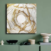 Quadro Decorativo em Tela 70x70cm - Pintura Multicolor em Canvas Premium com Moldura de Pinho Natural