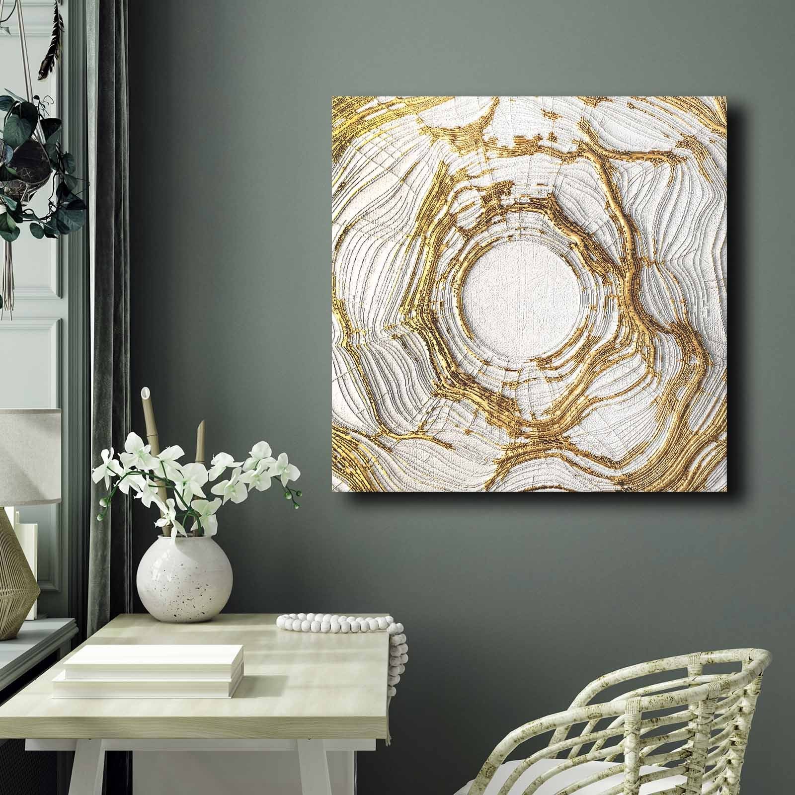 Quadro Decorativo em Tela 70x70cm - Pintura Multicolor em Canvas Premium com Moldura de Pinho Natural