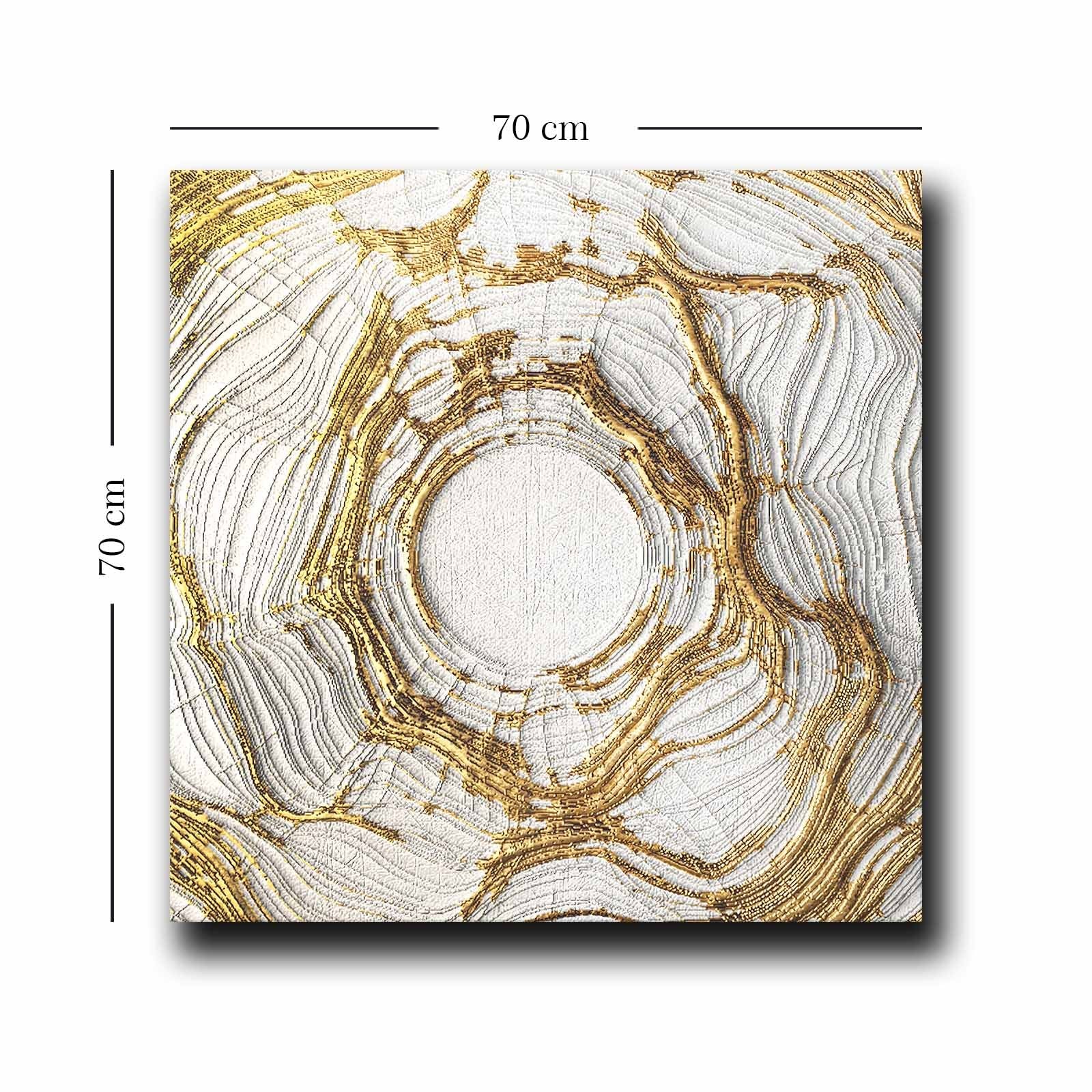 Quadro Decorativo em Tela 70x70cm - Pintura Multicolor em Canvas Premium com Moldura de Pinho Natural