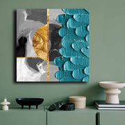 Quadro Decorativo em Tela 70x70cm - Pintura Multicolor em Canvas Premium com Moldura de Pinho Natural