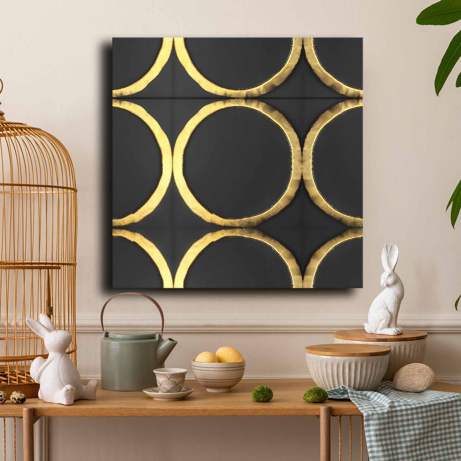 Quadro Decorativo em Tela 70x70cm - Pintura Multicolor em Canvas Premium com Moldura de Pinho Natural