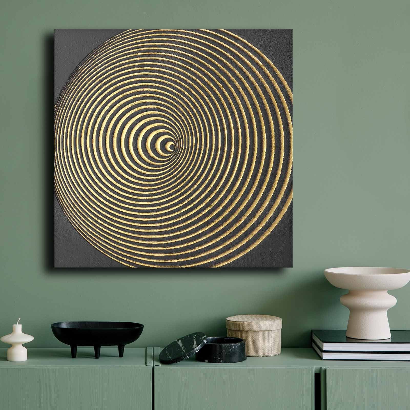 Quadro Decorativo em Tela 70x70cm - Pintura Multicolor em Canvas Premium com Moldura de Pinho Natural