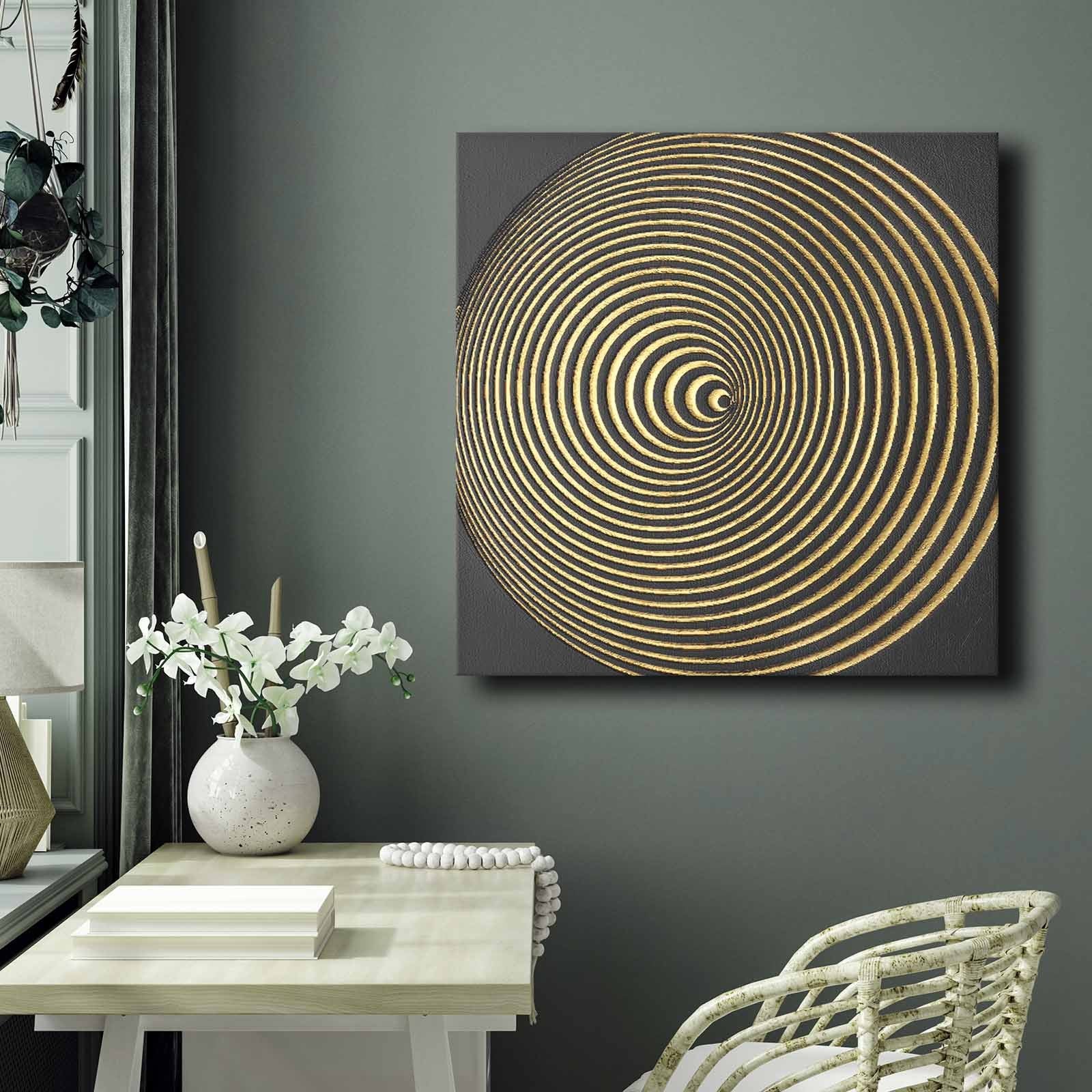 Quadro Decorativo em Tela 70x70cm - Pintura Multicolor em Canvas Premium com Moldura de Pinho Natural