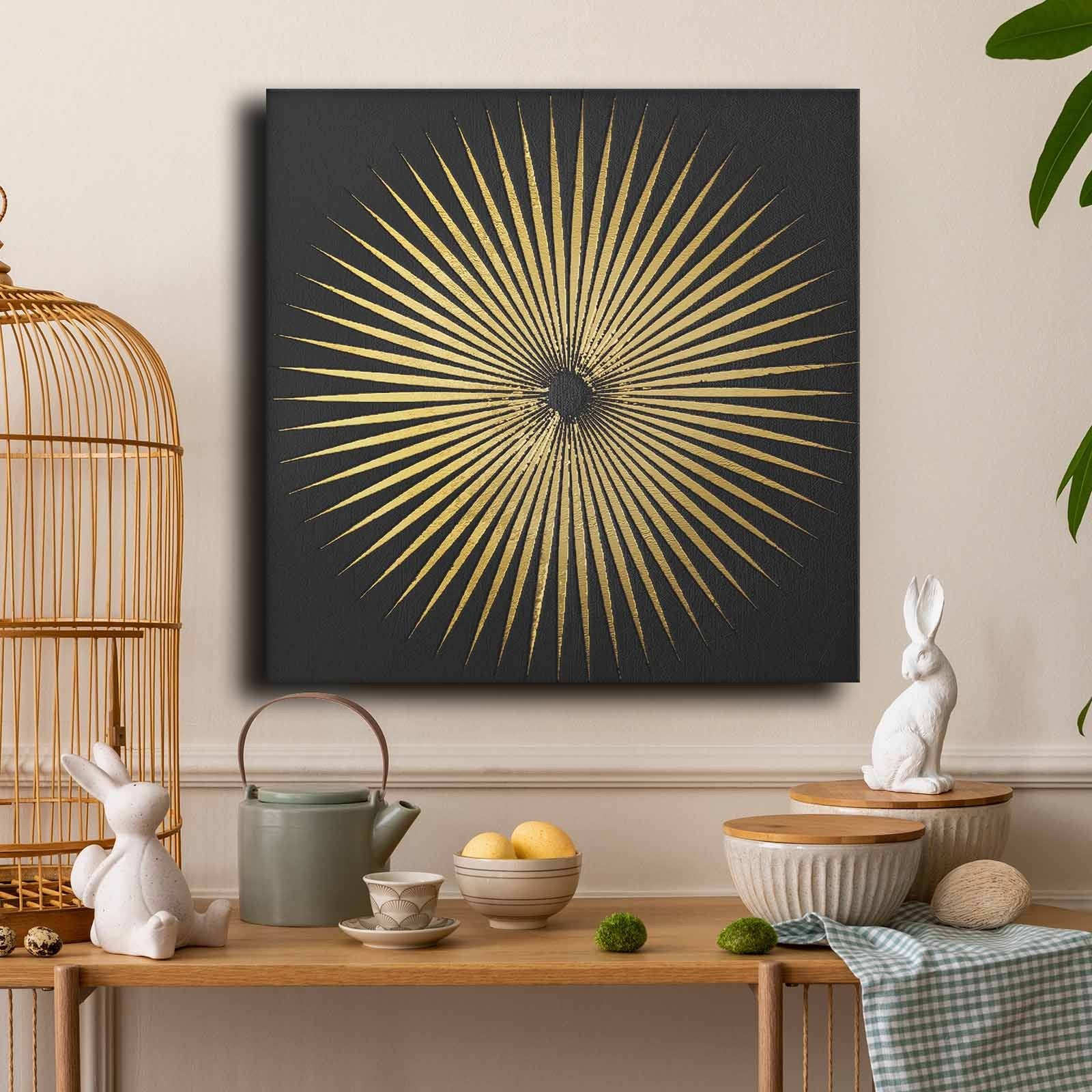 Quadro Decorativo em Tela 70x70cm - Pintura Multicolor em Canvas Premium com Moldura de Pinho Natural