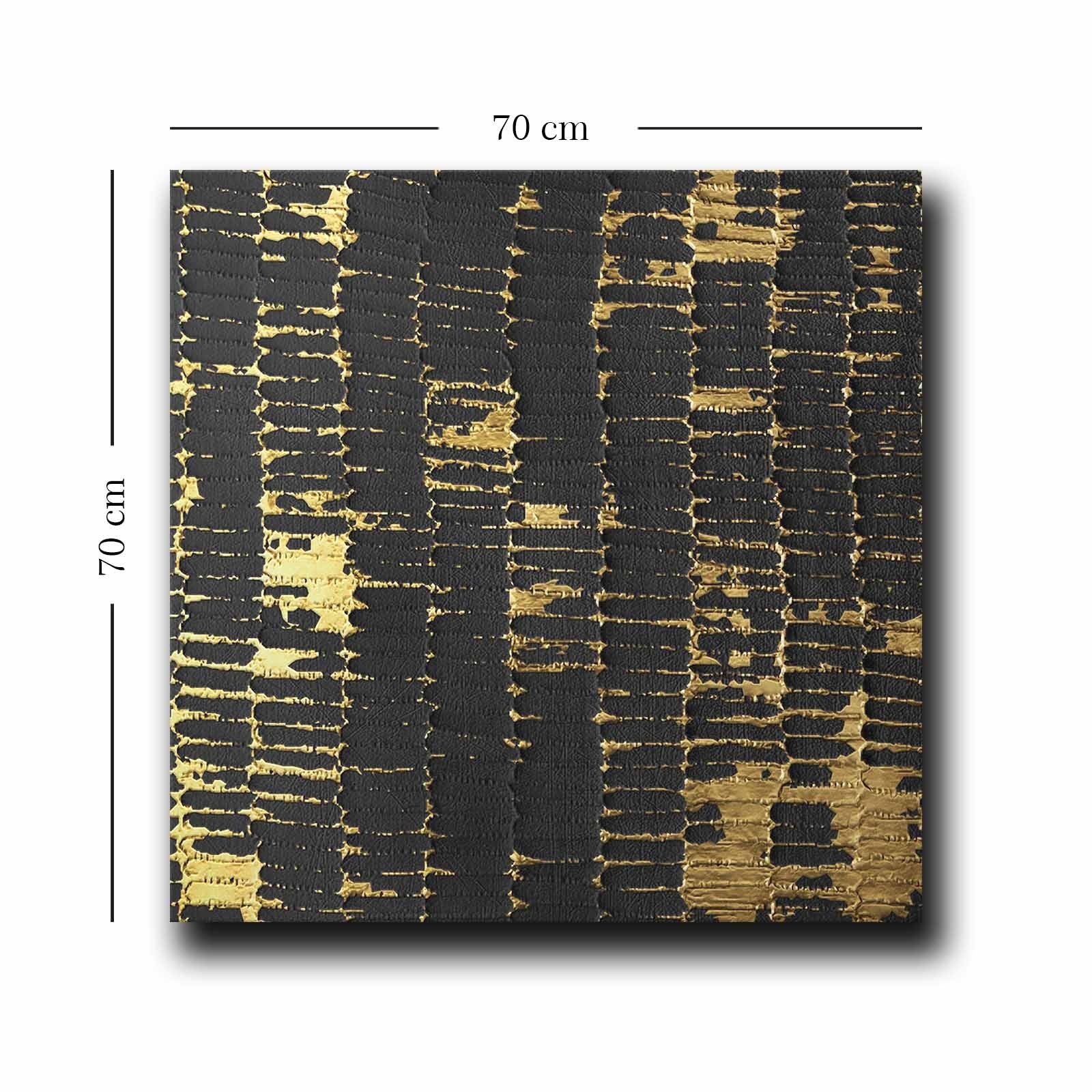 Quadro Decorativo em Tela 70x70cm - Pintura Multicolor em Canvas Premium com Moldura de Pinho Natural