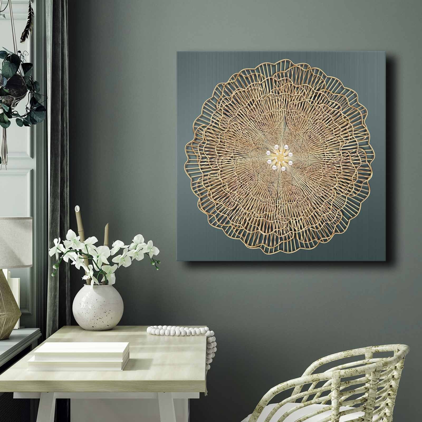 Quadro Decorativo em Tela 70x70cm - Pintura Multicolor em Canvas Premium com Moldura de Pinho Natural