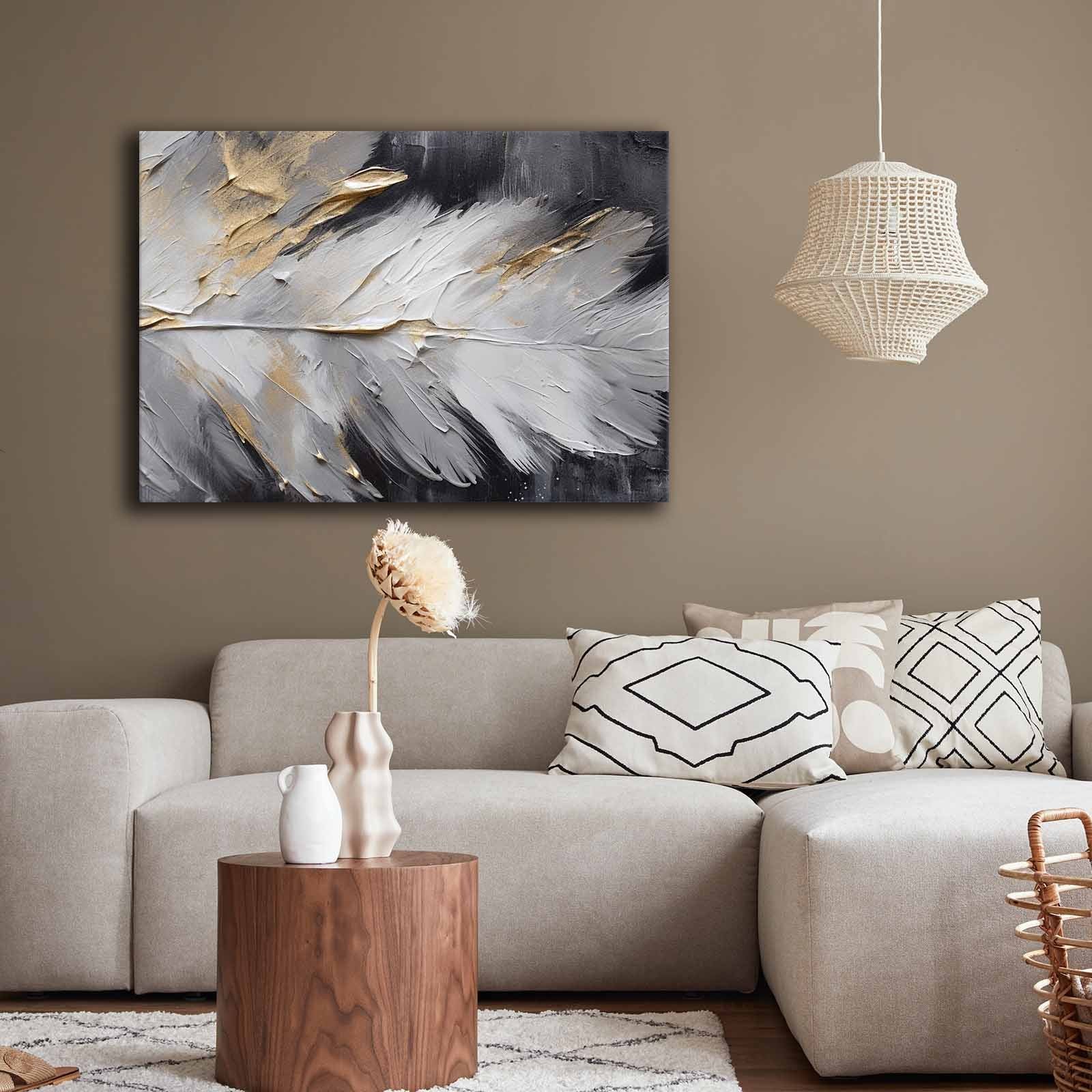 Quadro Decorativo em Tela 70x100cm - Pintura Multicolor em Canvas Premium com Moldura de Pinho Natural