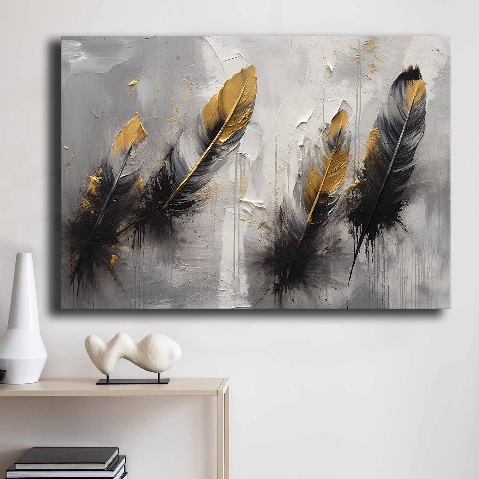 Quadro Decorativo em Tela 70x100cm - Pintura Multicolor em Canvas Premium com Moldura de Pinho Natural