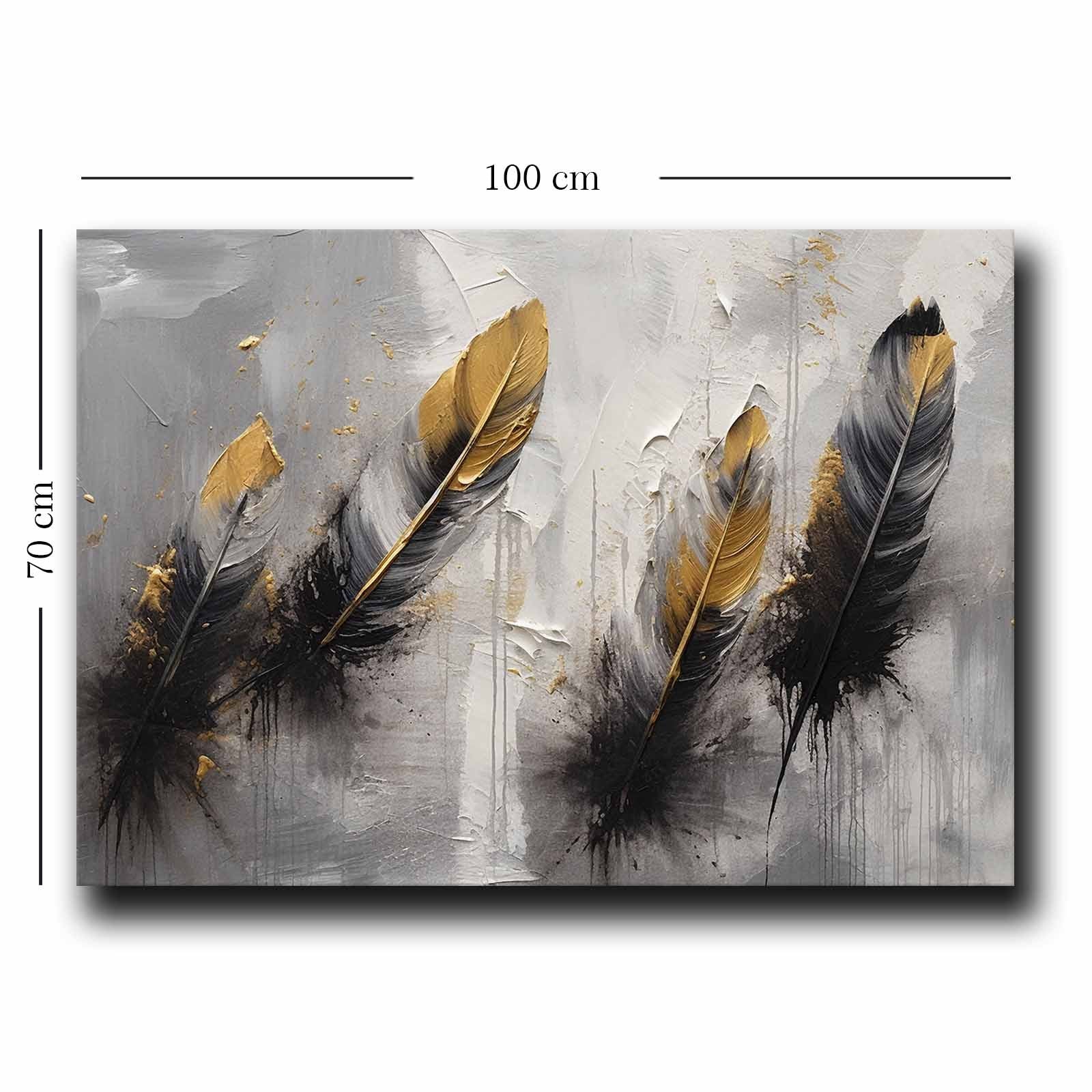 Quadro Decorativo em Tela 70x100cm - Pintura Multicolor em Canvas Premium com Moldura de Pinho Natural