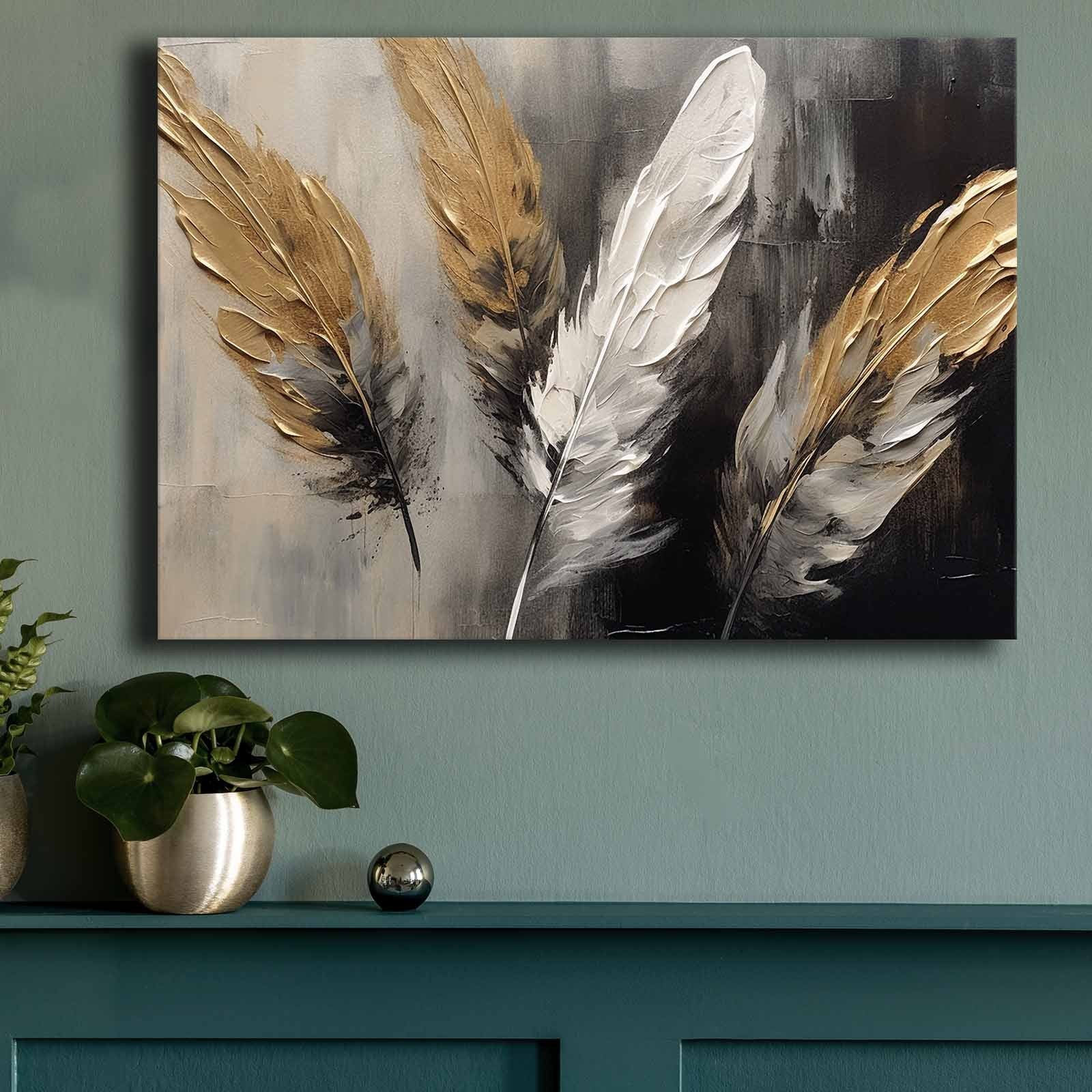 Quadro Decorativo em Tela 70x100cm - Pintura Multicolor em Canvas Premium com Moldura de Pinho Natural