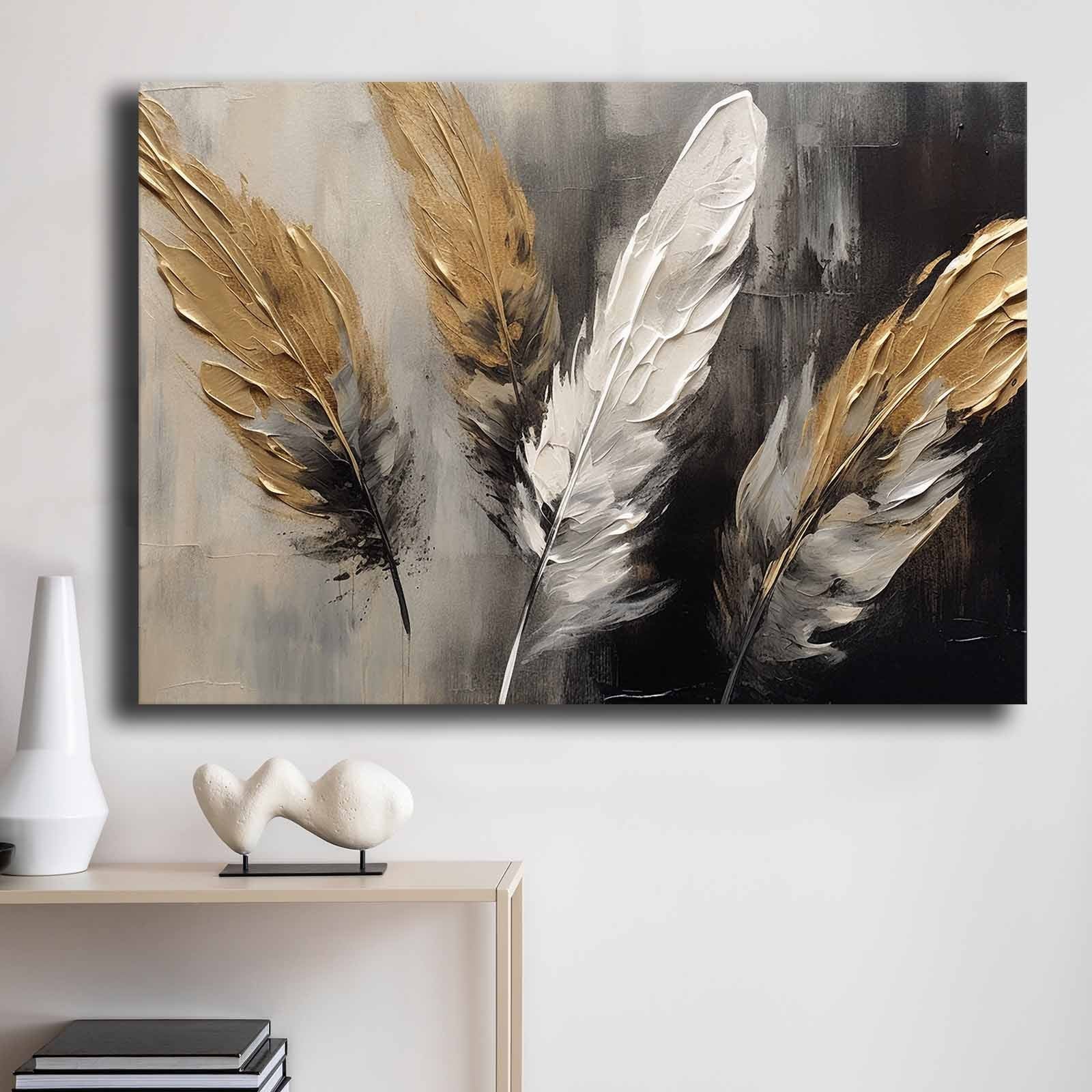 Quadro Decorativo em Tela 70x100cm - Pintura Multicolor em Canvas Premium com Moldura de Pinho Natural