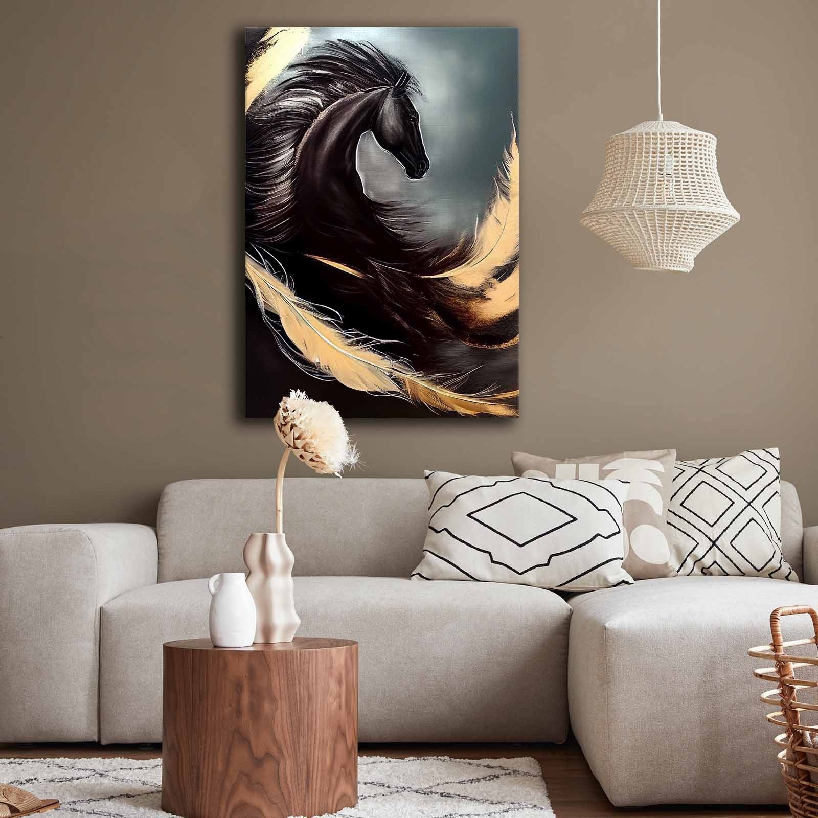 Quadro Decorativo em Tela 70x100cm - Pintura Multicolor em Canvas Premium com Moldura de Pinho Natural