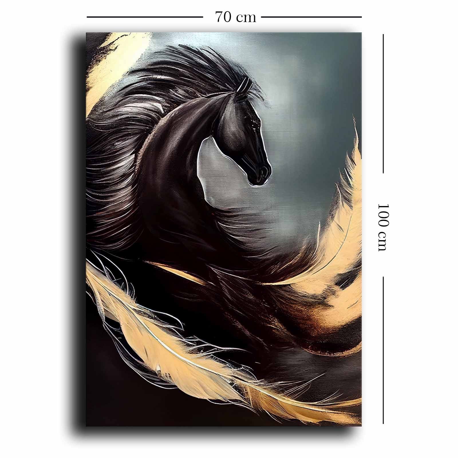 Quadro Decorativo em Tela 70x100cm - Pintura Multicolor em Canvas Premium com Moldura de Pinho Natural