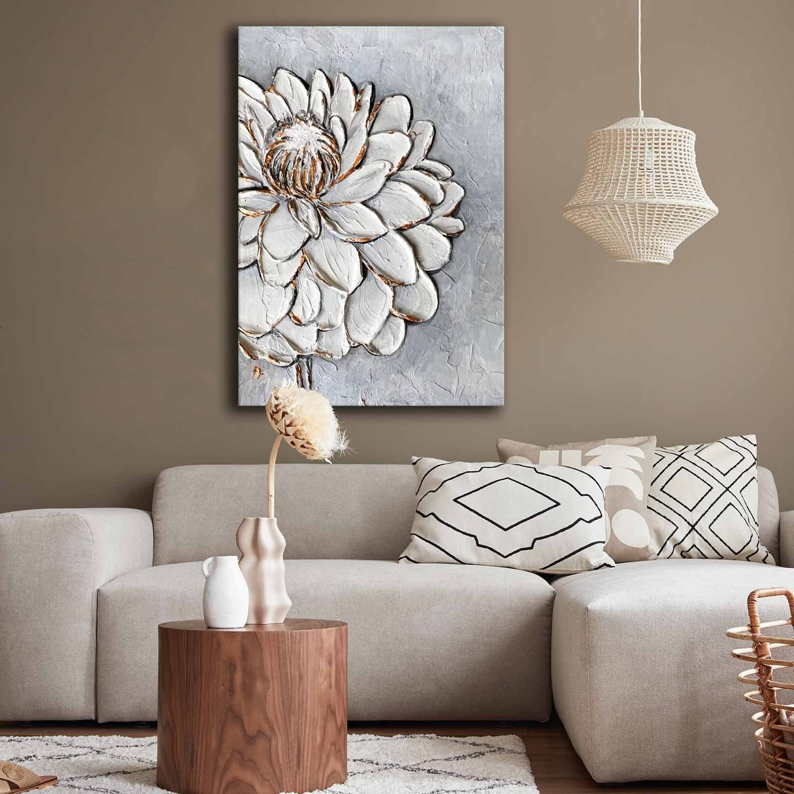 Quadro Decorativo em Tela 70x100cm - Pintura Multicolor em Canvas Premium com Moldura de Pinho Natural