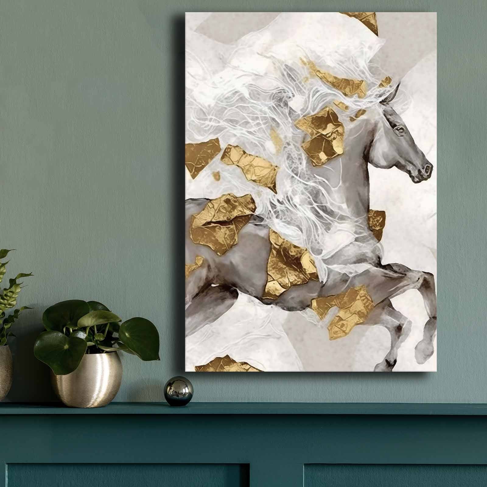 Quadro Decorativo em Tela 70x100cm - Pintura Multicolor em Canvas Premium com Moldura de Pinho Natural