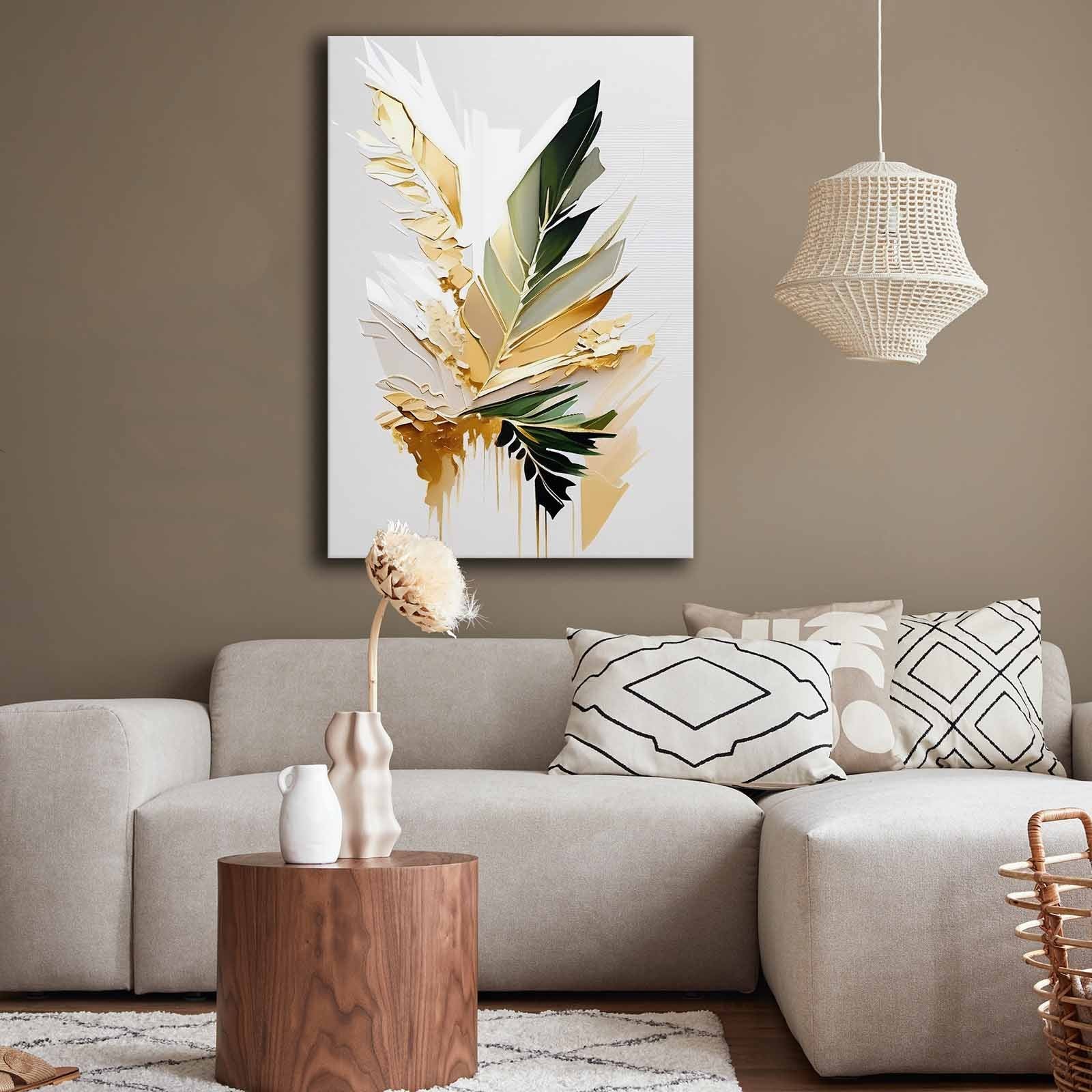 Quadro Decorativo em Tela 70x100cm - Pintura Multicolor em Canvas Premium com Moldura de Pinho Natural