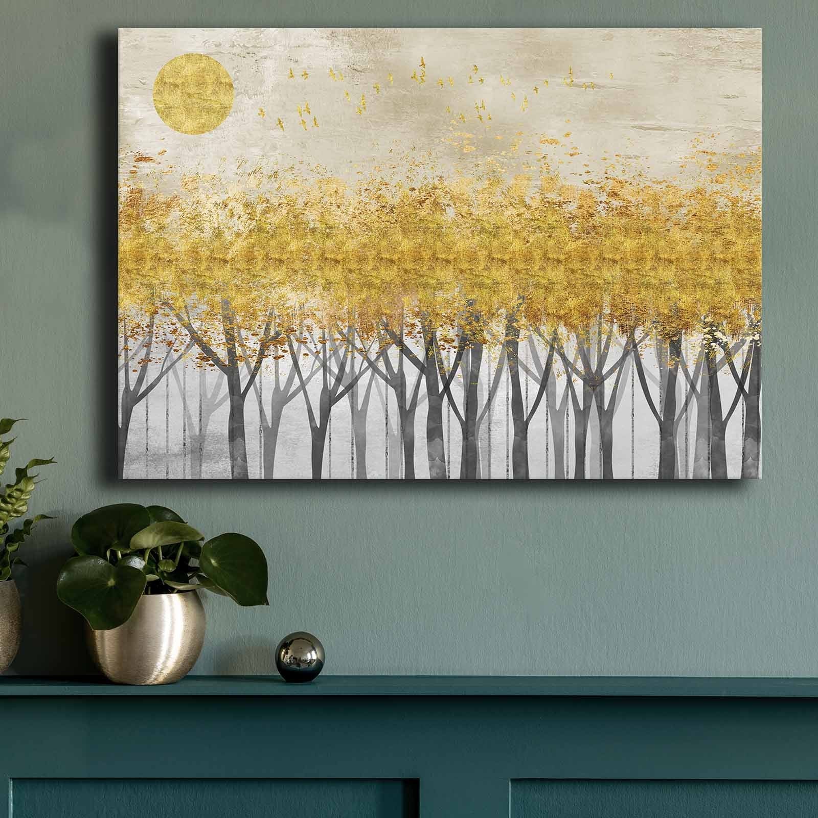 Quadro Decorativo em Tela 70x100cm - Pintura Multicolor em Canvas Premium com Moldura de Pinho Natural