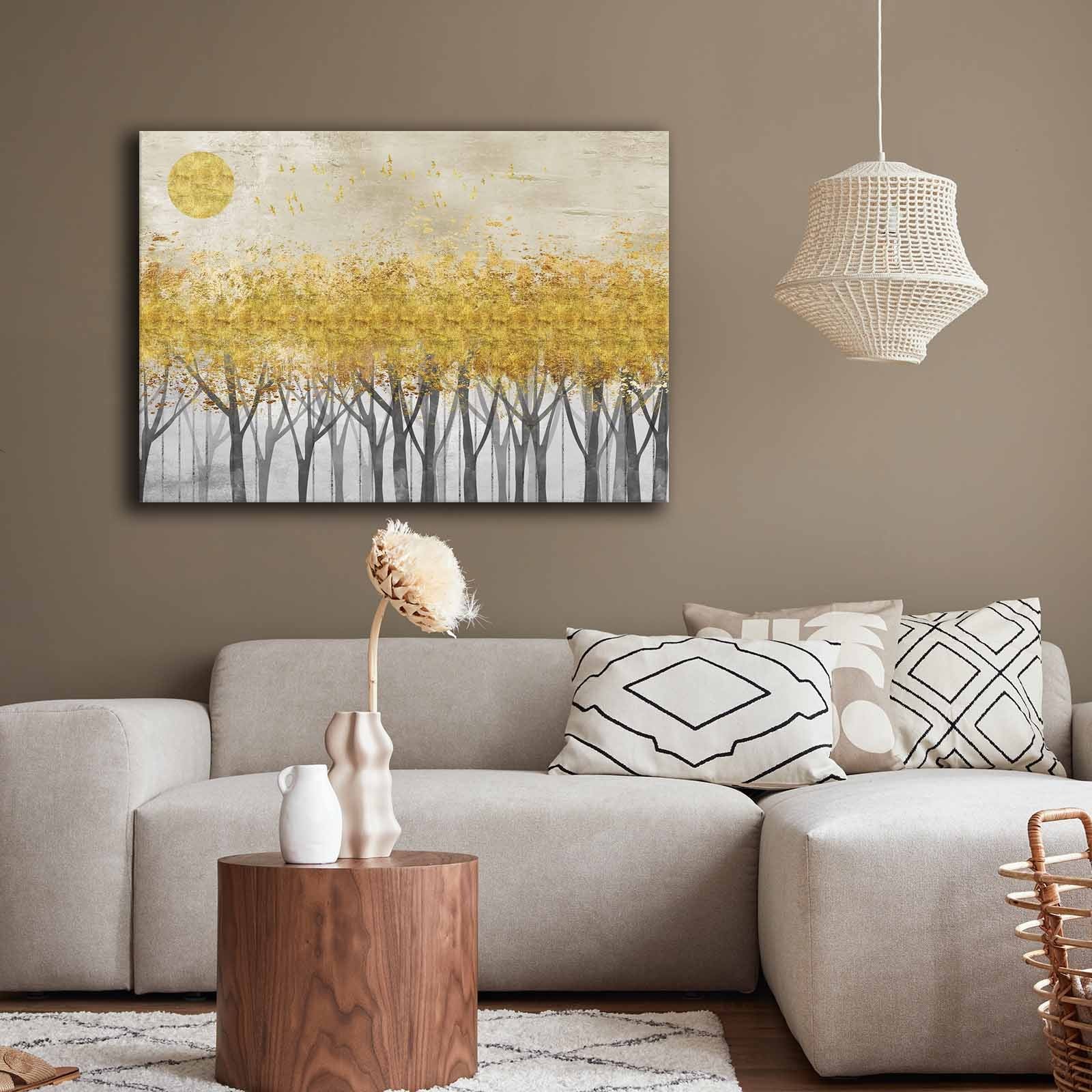 Quadro Decorativo em Tela 70x100cm - Pintura Multicolor em Canvas Premium com Moldura de Pinho Natural