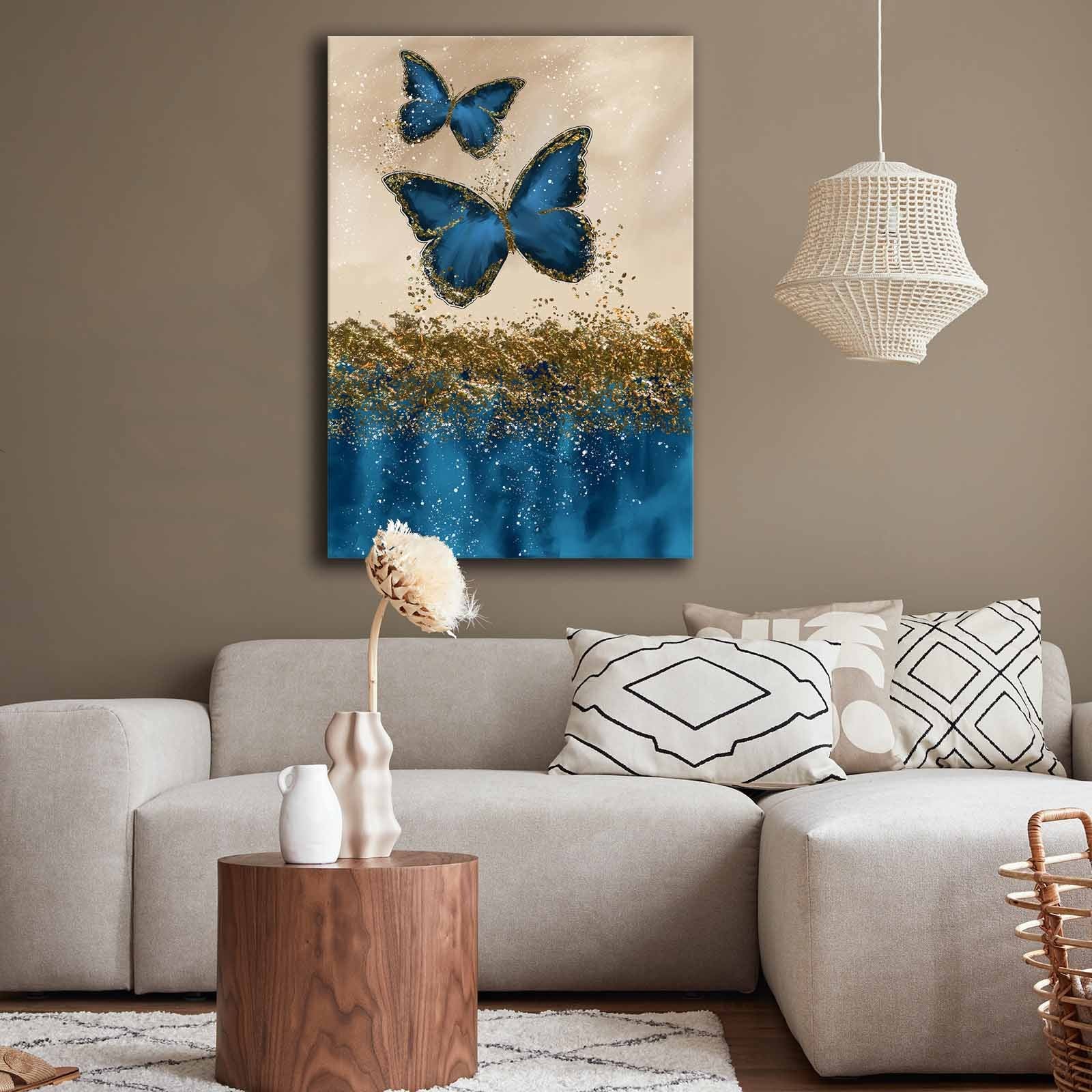 Quadro Decorativo em Tela 70x100cm - Pintura Multicolor em Canvas Premium com Moldura de Pinho Natural