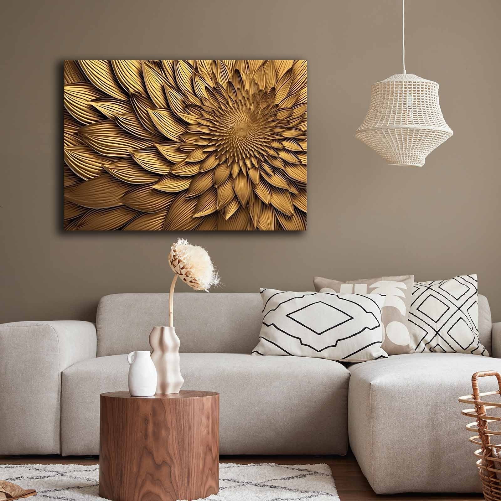 Quadro Decorativo em Tela 70x100cm - Pintura Multicolor em Canvas Premium com Moldura de Pinho Natural