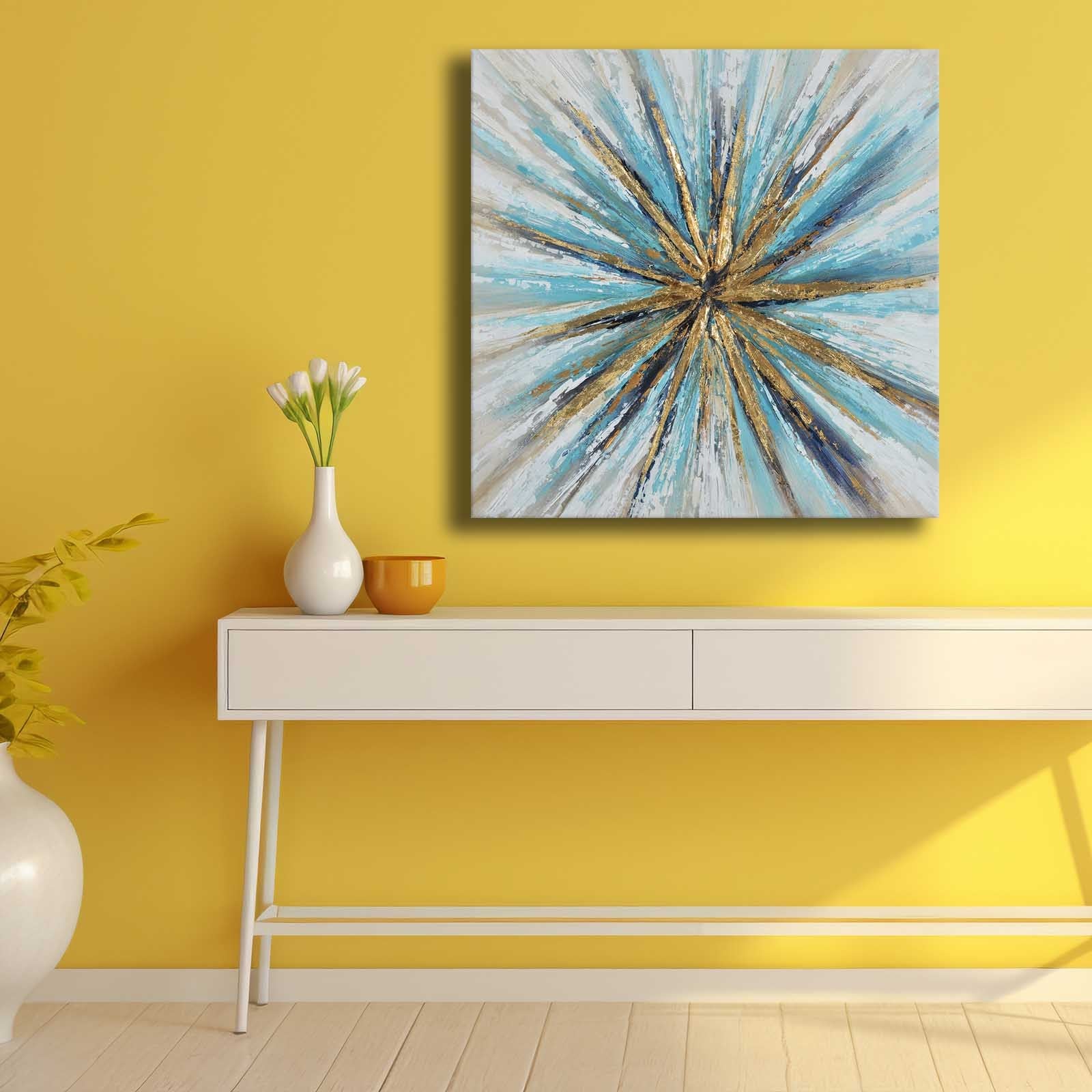 Quadro Decorativo em Tela Multicolor 69x69cm - Moldura Madeira de Pinho - Canvas Premium 2,8mm