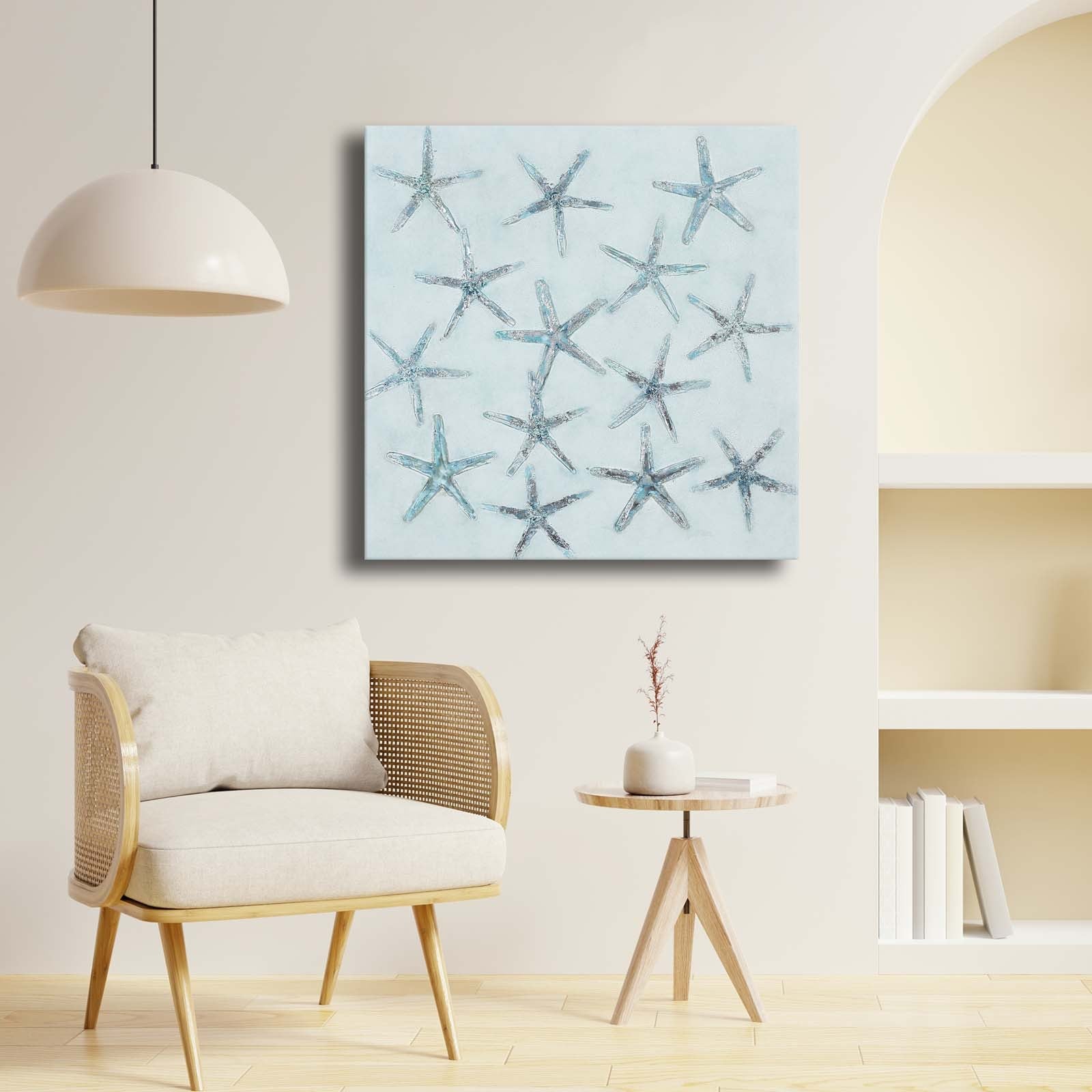 Quadro Decorativo em Tela Multicolor 69x69cm - Moldura Madeira de Pinho - Canvas Premium 2,8mm