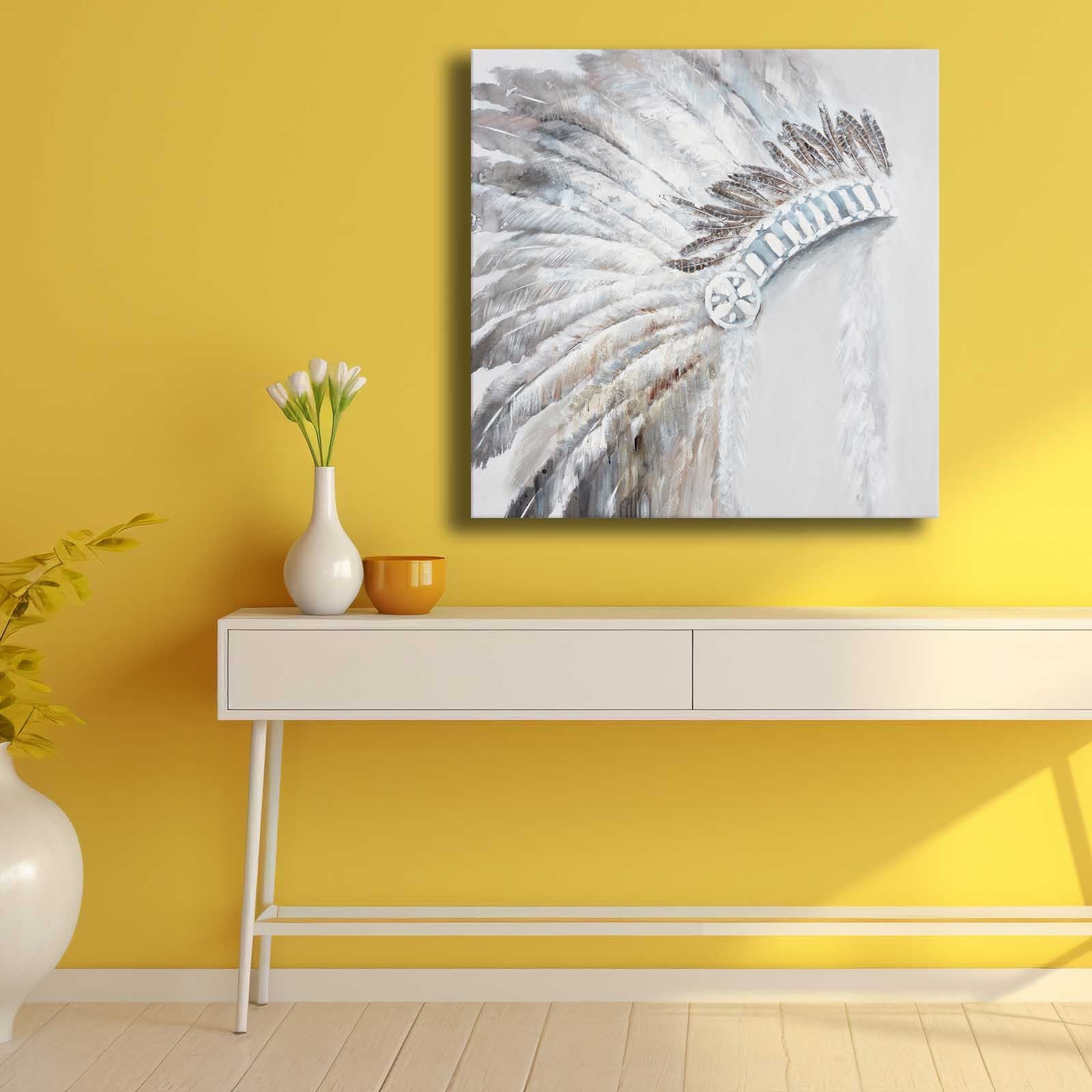 Quadro Decorativo em Tela Multicolor 69x69cm - Moldura Madeira de Pinho - Canvas Premium 2,8mm