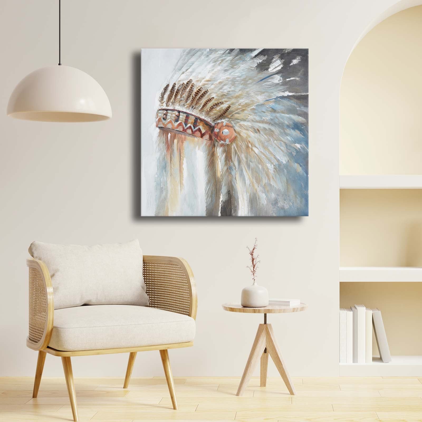 Quadro Decorativo em Tela Multicolor 69x69cm - Moldura Madeira de Pinho - Canvas Premium 2,8mm