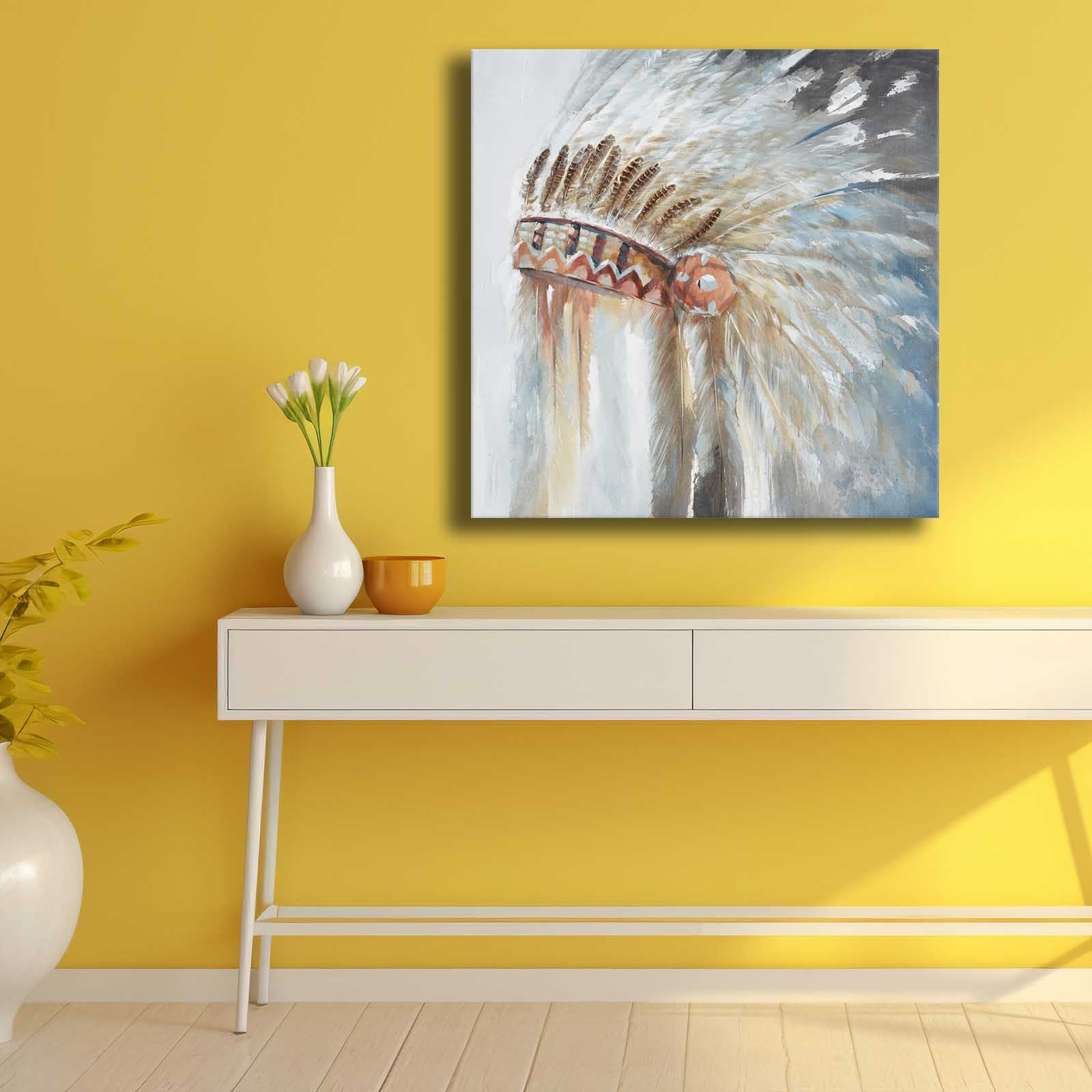 Quadro Decorativo em Tela Multicolor 69x69cm - Moldura Madeira de Pinho - Canvas Premium 2,8mm