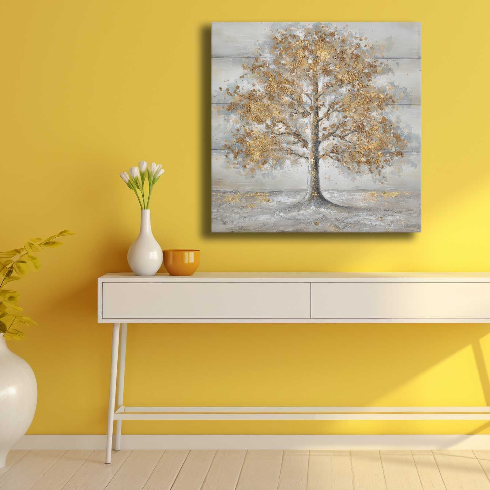 Quadro Decorativo em Tela Multicolor 69x69cm - Moldura Madeira de Pinho - Canvas Premium 2,8mm