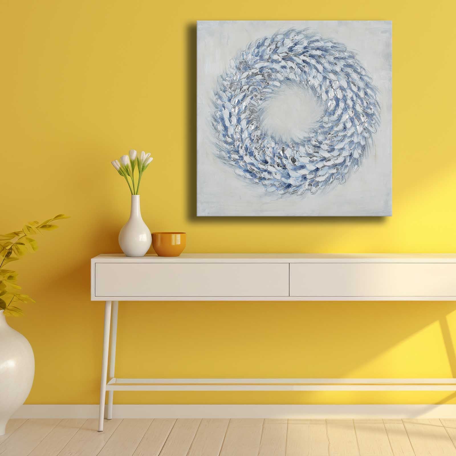 Quadro Decorativo em Tela Multicolor 69x69cm - Moldura Madeira de Pinho - Canvas Premium 2,8mm