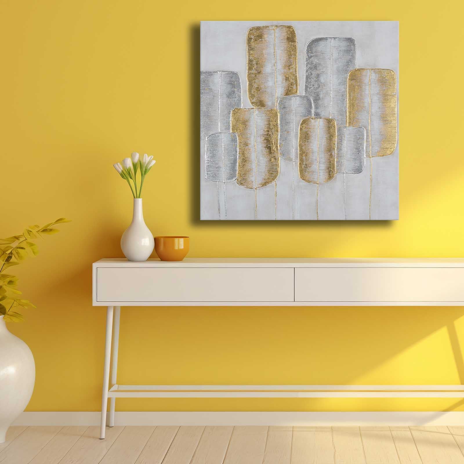 Quadro Decorativo em Tela Multicolor 69x69cm - Moldura Madeira de Pinho - Canvas Premium 2,8mm