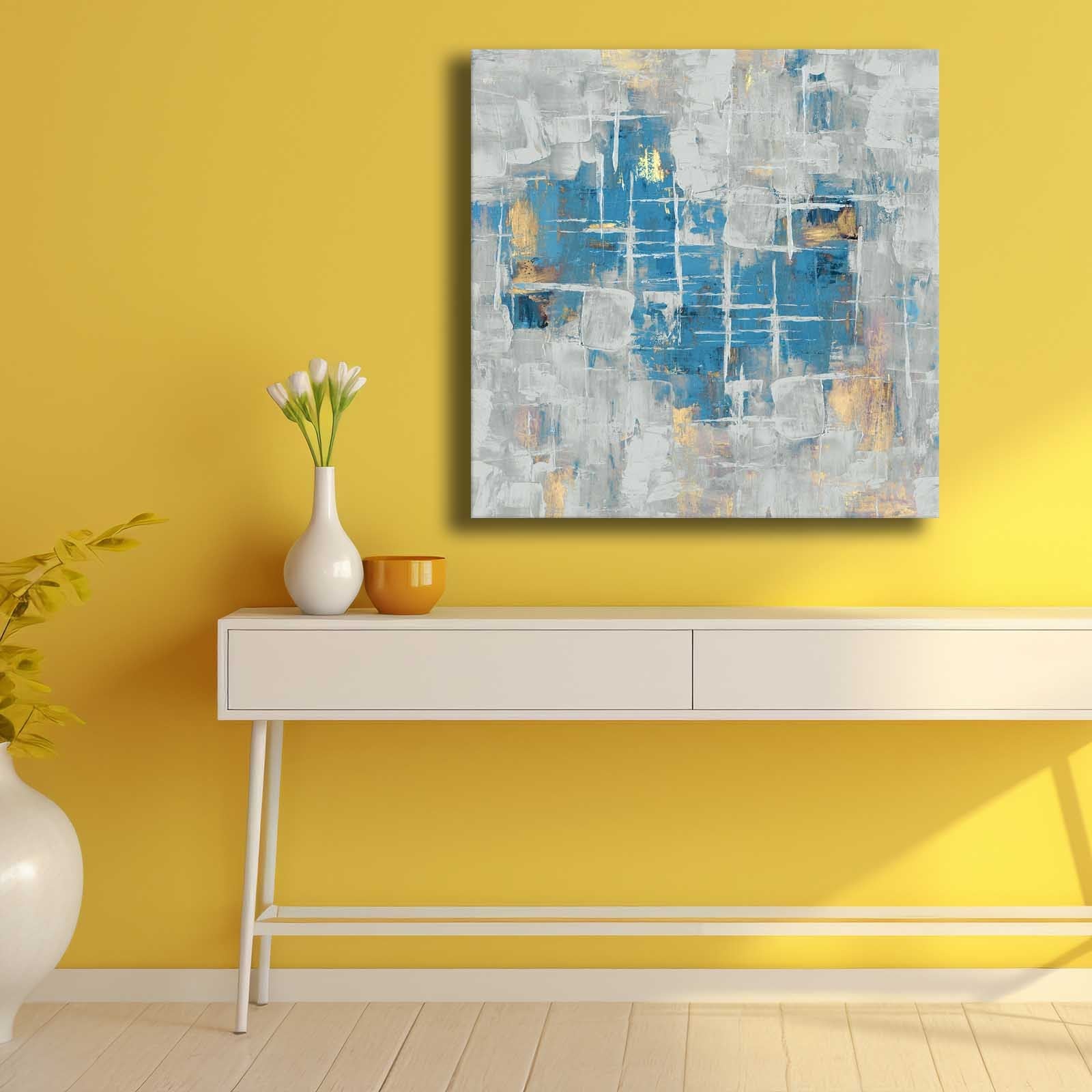 Quadro Decorativo em Tela Multicolor 69x69cm - Moldura Madeira de Pinho - Canvas Premium 2,8mm