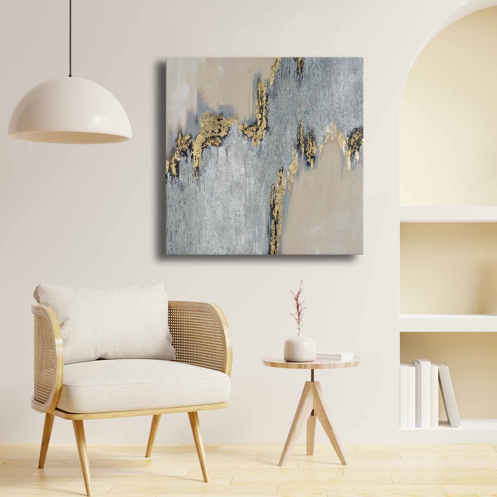 Quadro Decorativo em Tela Multicolor 69x69cm - Moldura Madeira de Pinho - Canvas Premium 2,8mm