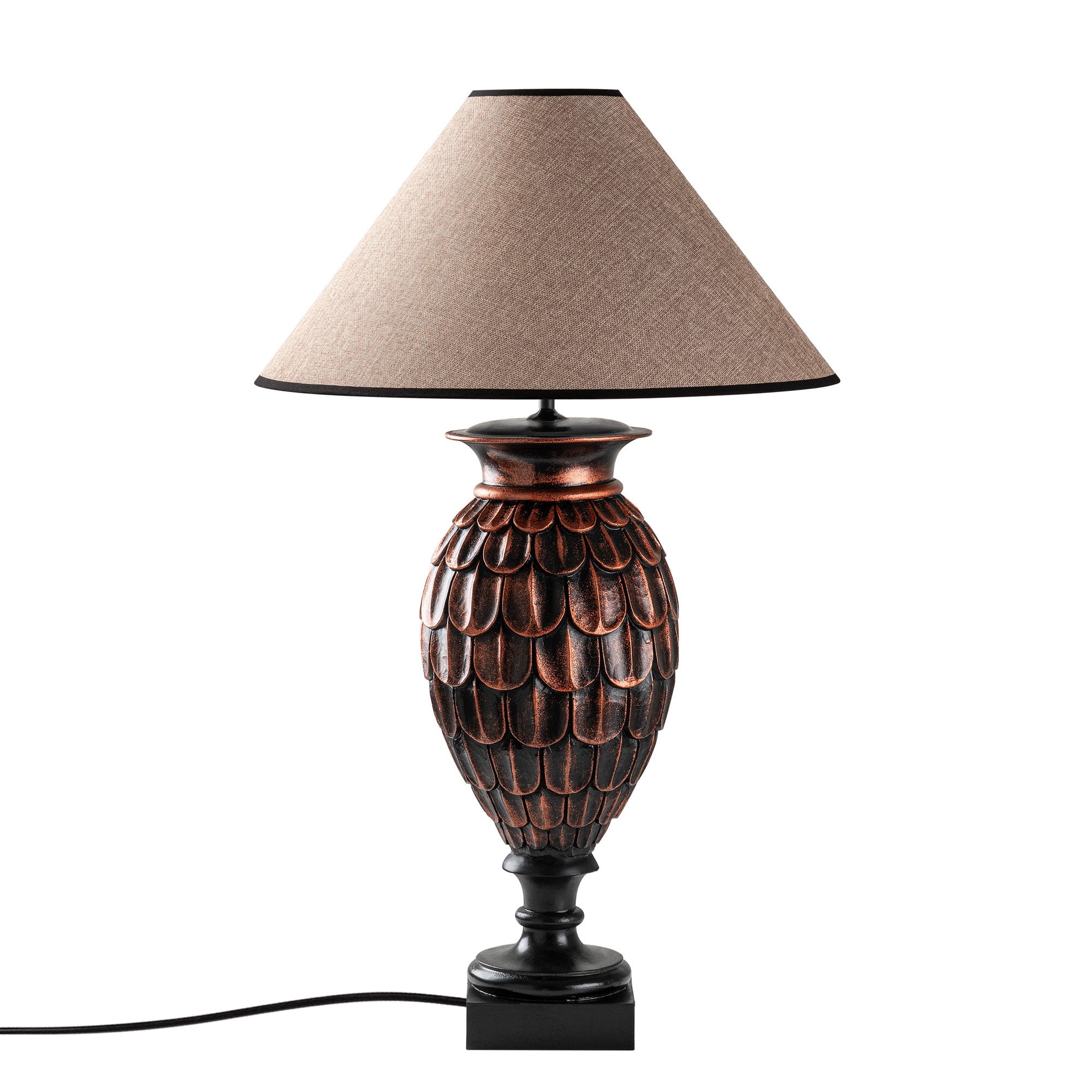 Candeeiro de Mesa – 50 x 50 x 80 cm – Marrom – Tecido