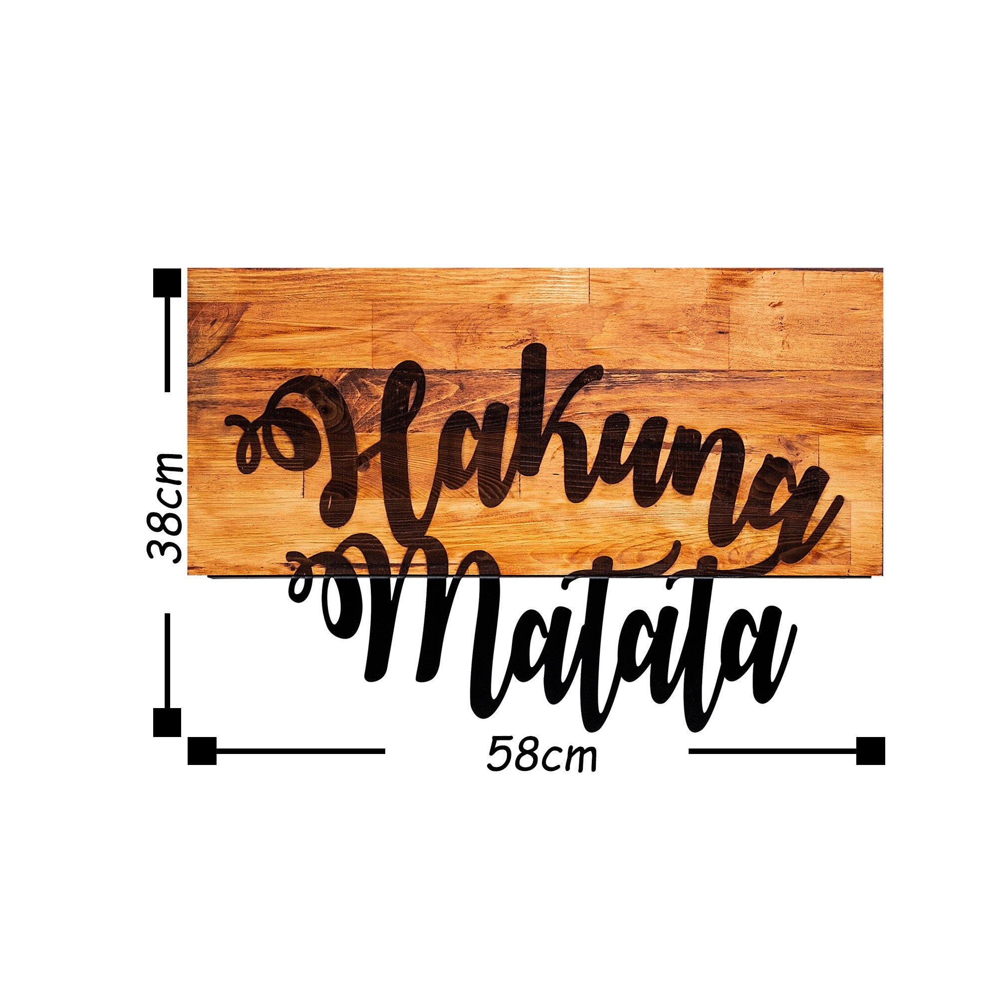 Acessório decorativo de parede – 58 x 38 cm – nogueira e preto – madeira e metal