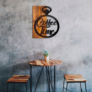 Acessório decorativo de parede – 47 x 58 cm – nogueira e preto – madeira e metal