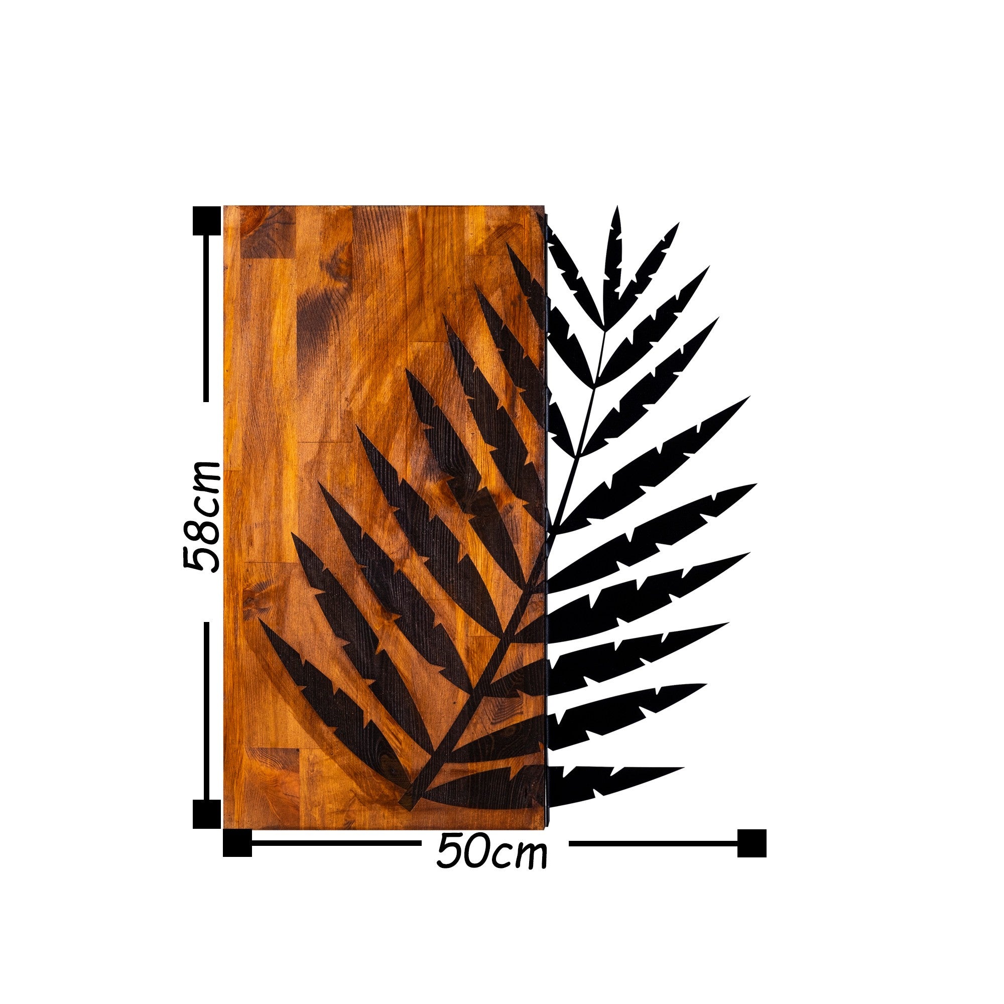 Acessório decorativo de parede em madeira e metal – 50 x 58 cm – nogueira e preto
