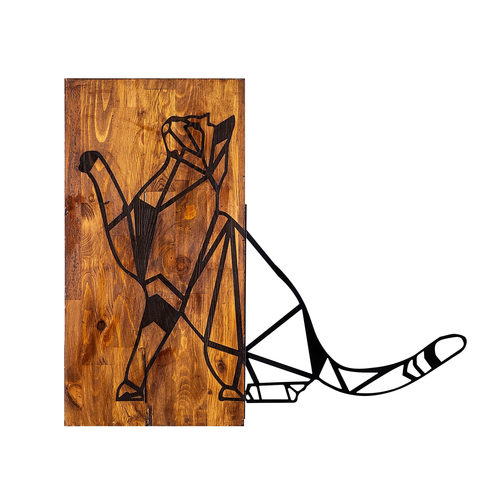 Acessório Decorativo de Parede – 58 x 65 cm – Nogueira e Preto – Madeira e Metal