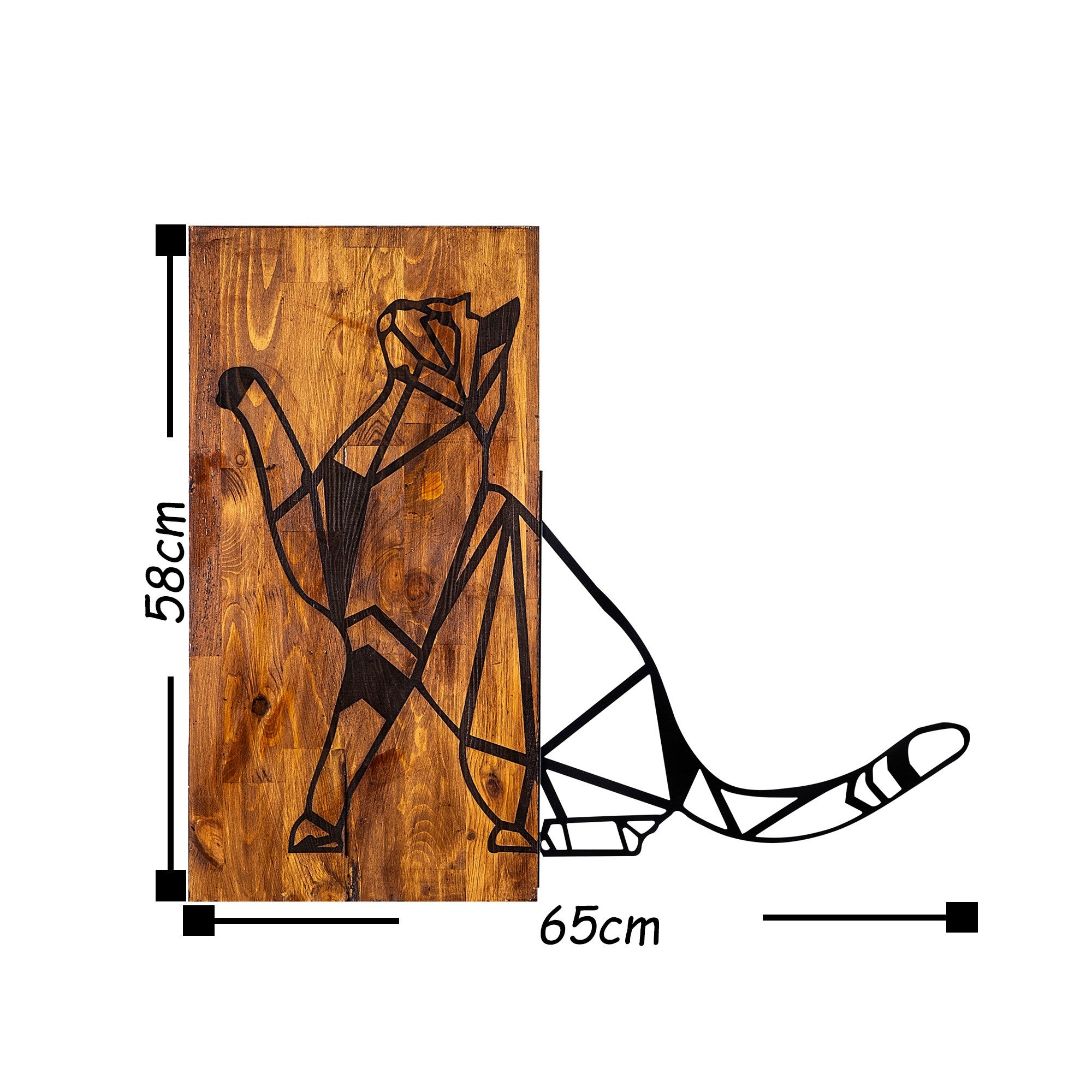 Acessório Decorativo de Parede – 58 x 65 cm – Nogueira e Preto – Madeira e Metal