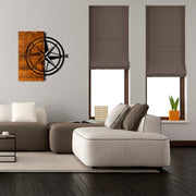 Acessório decorativo de parede – 58 x 58 cm – Nogueira e Preto – Madeira e Metal