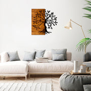 Acessório decorativo de parede em madeira – 58 x 58 cm – nogueira e preto – 50% madeira e 50% metal