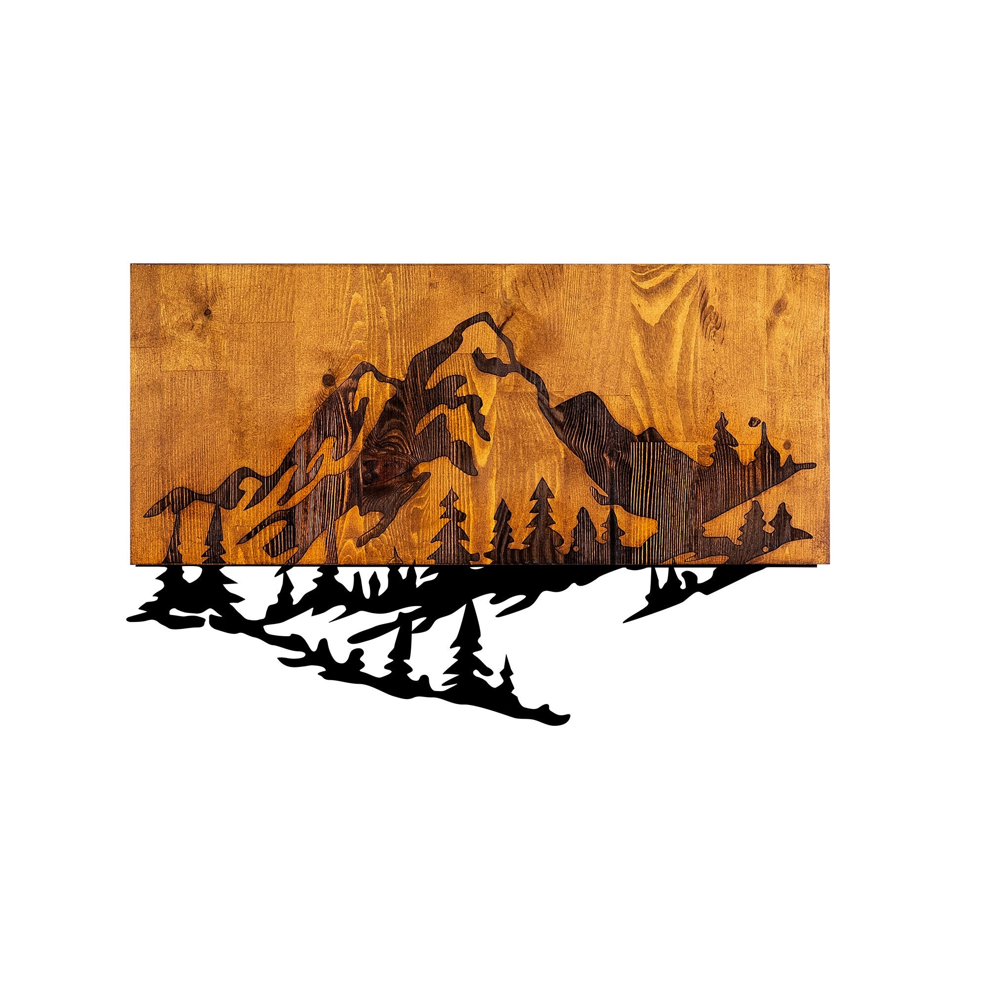 Acessório Decorativo de Parede – 38 x 58 cm – Nogueira e Preto – Madeira e Metal