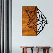 Elegante acessório decorativo de parede em madeira, 50 x 58 cm | 50% madeira (3 cm de espessura) e 50% metal | Acabamento exclusivo em nogueira e preto, perfeito para qualquer espaço